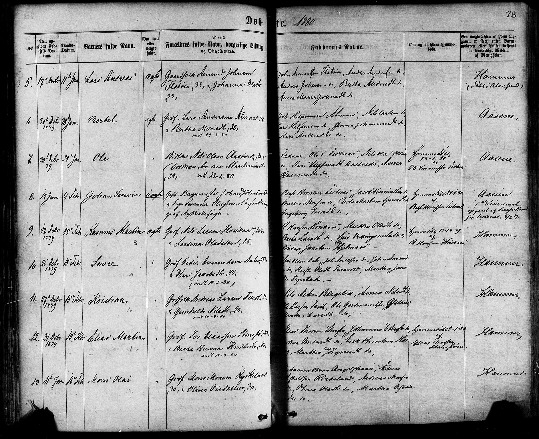 Hamre sokneprestembete, AV/SAB-A-75501/H/Ha/Haa/Haaa/L0015: Parish register (official) no. A 15, 1870-1881, p. 73