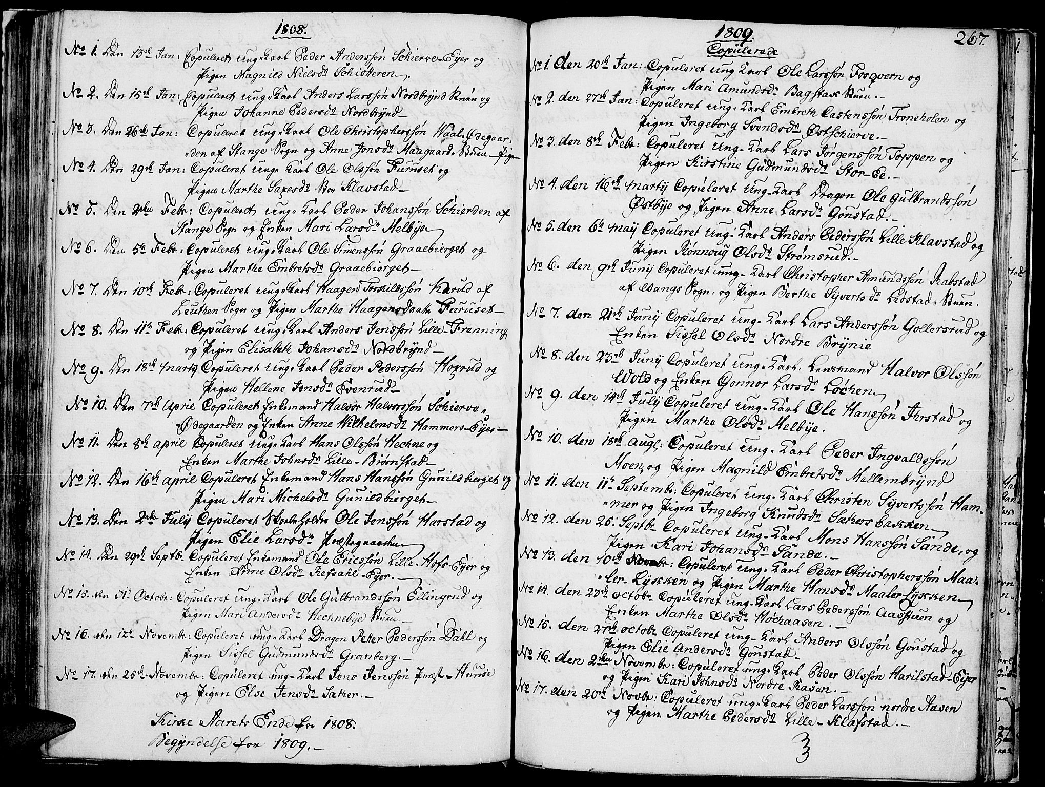 Romedal prestekontor, SAH/PREST-004/K/L0001: Parish register (official) no. 1, 1799-1814, p. 267