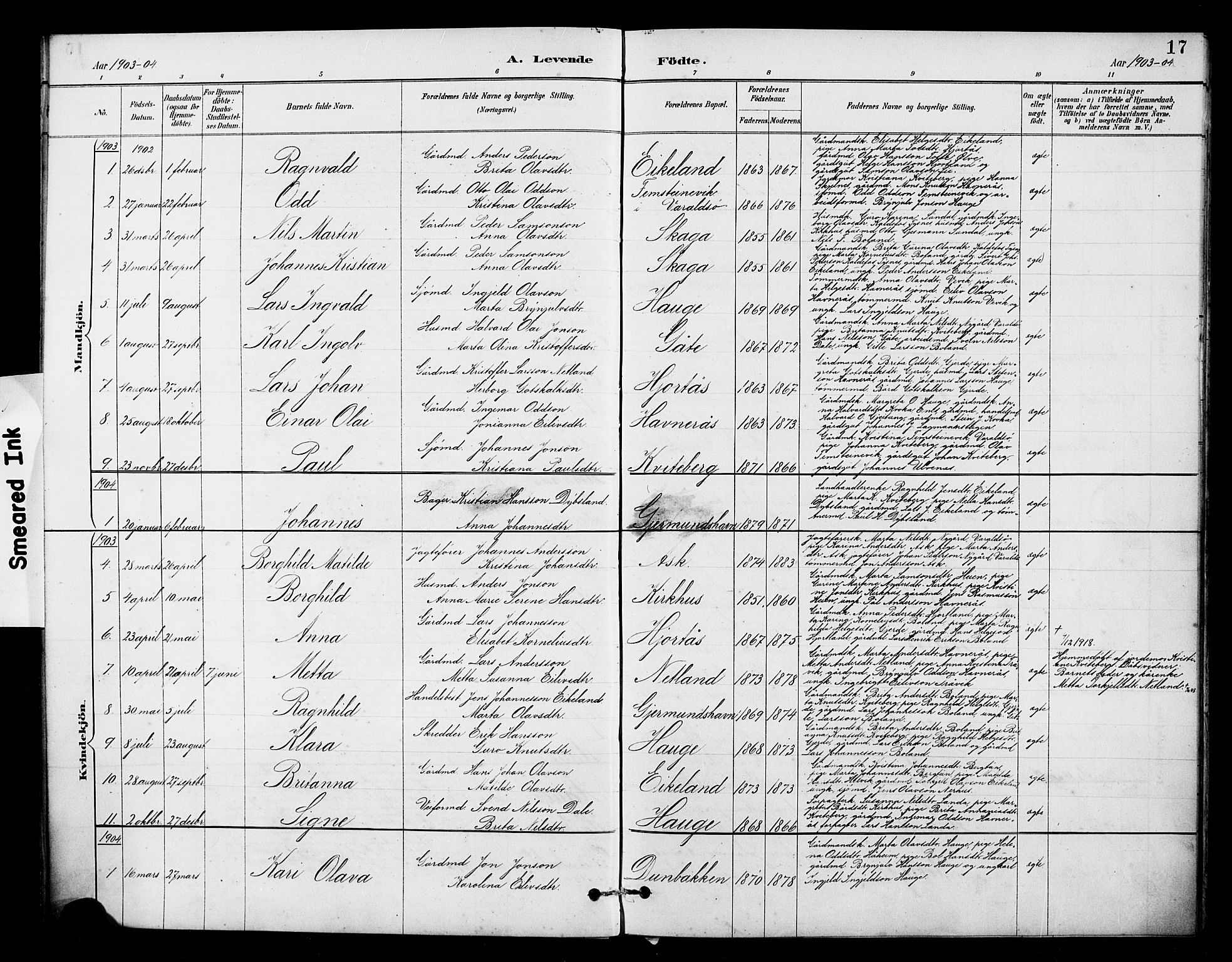 Kvinnherad sokneprestembete, SAB/A-76401/H/Hab: Parish register (copy) no. B 1, 1885-1925, p. 17