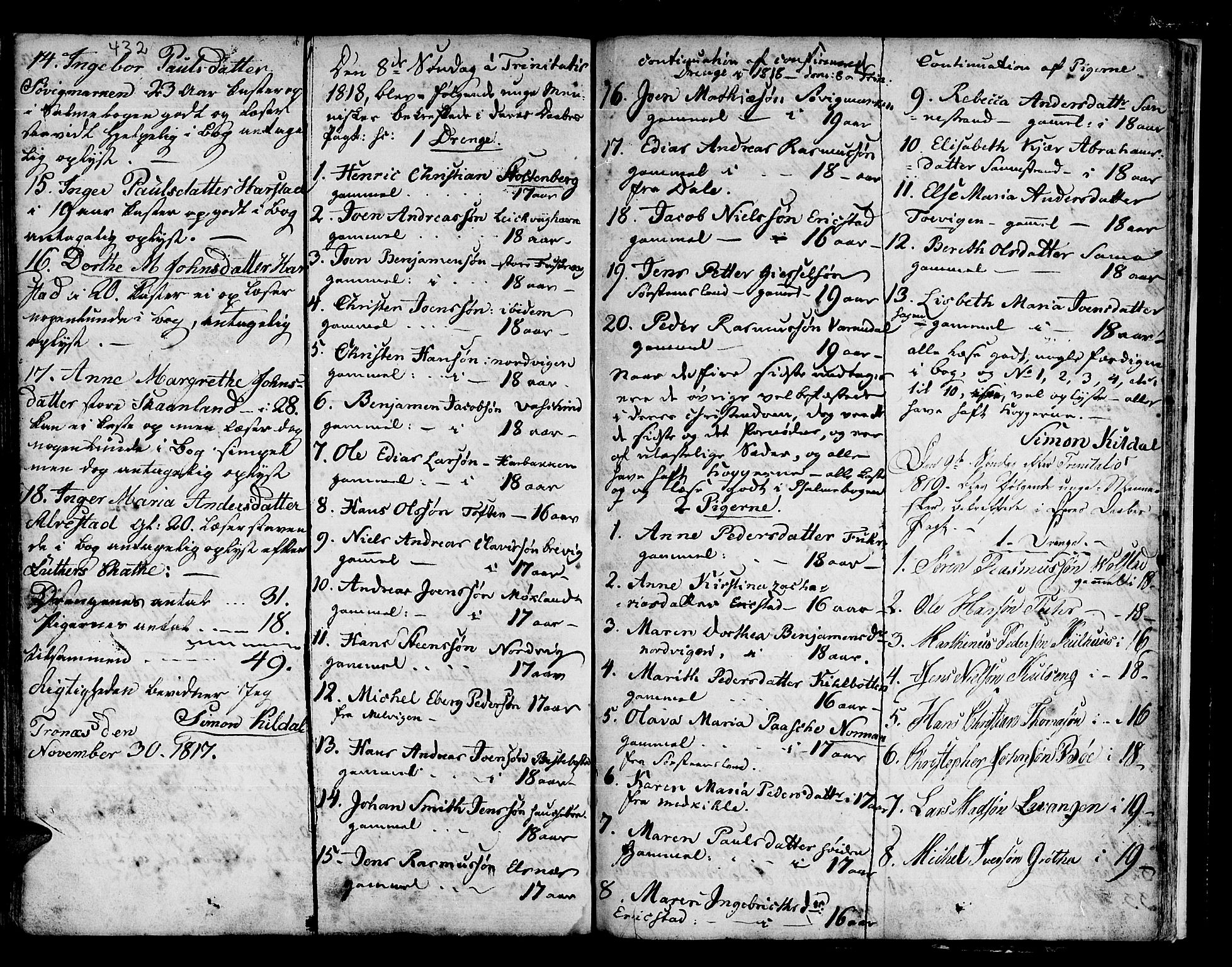 Trondenes sokneprestkontor, SATØ/S-1319/H/Ha/L0005kirke: Parish register (official) no. 5, 1804-1820, p. 432-433
