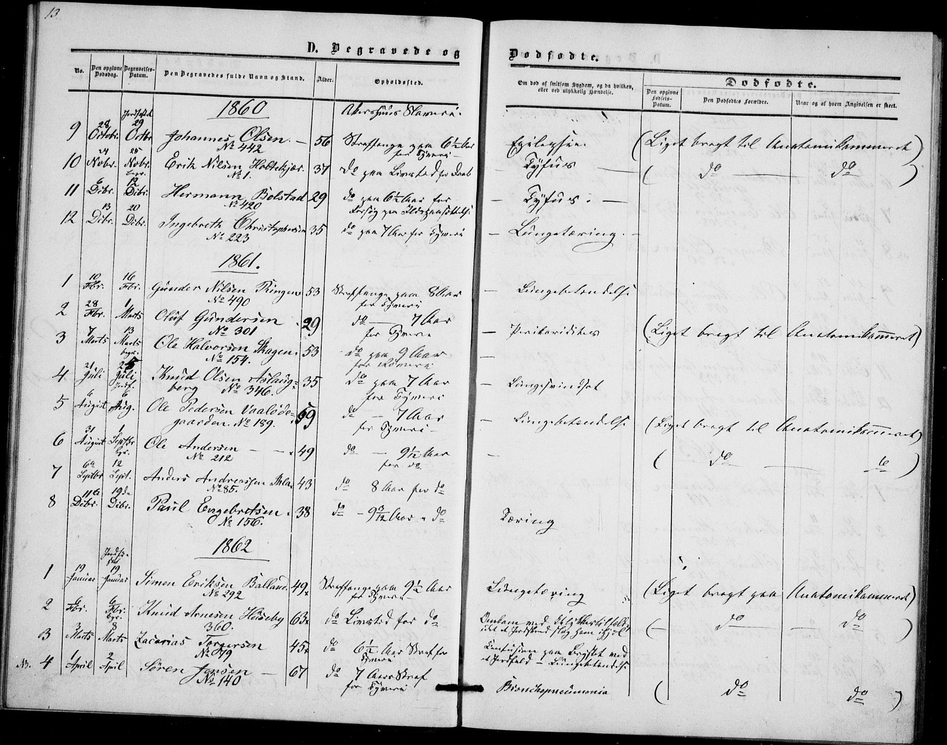 Akershus festnings slaveri Kirkebøker, SAO/A-10841/F/Fa/L0002: Parish register (official) no. 2, 1852-1883, p. 13