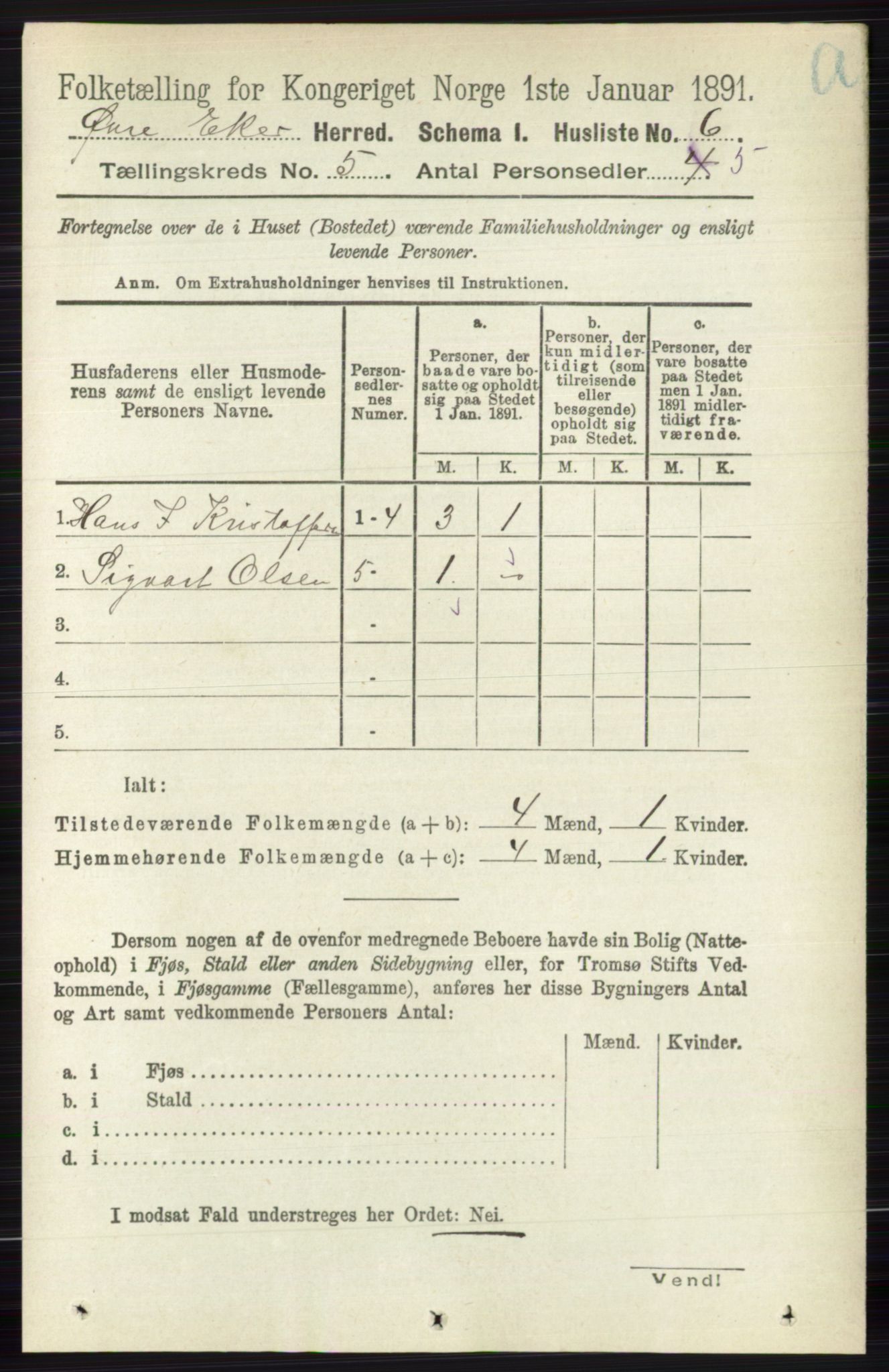 RA, 1891 census for 0624 Øvre Eiker, 1891, p. 1779