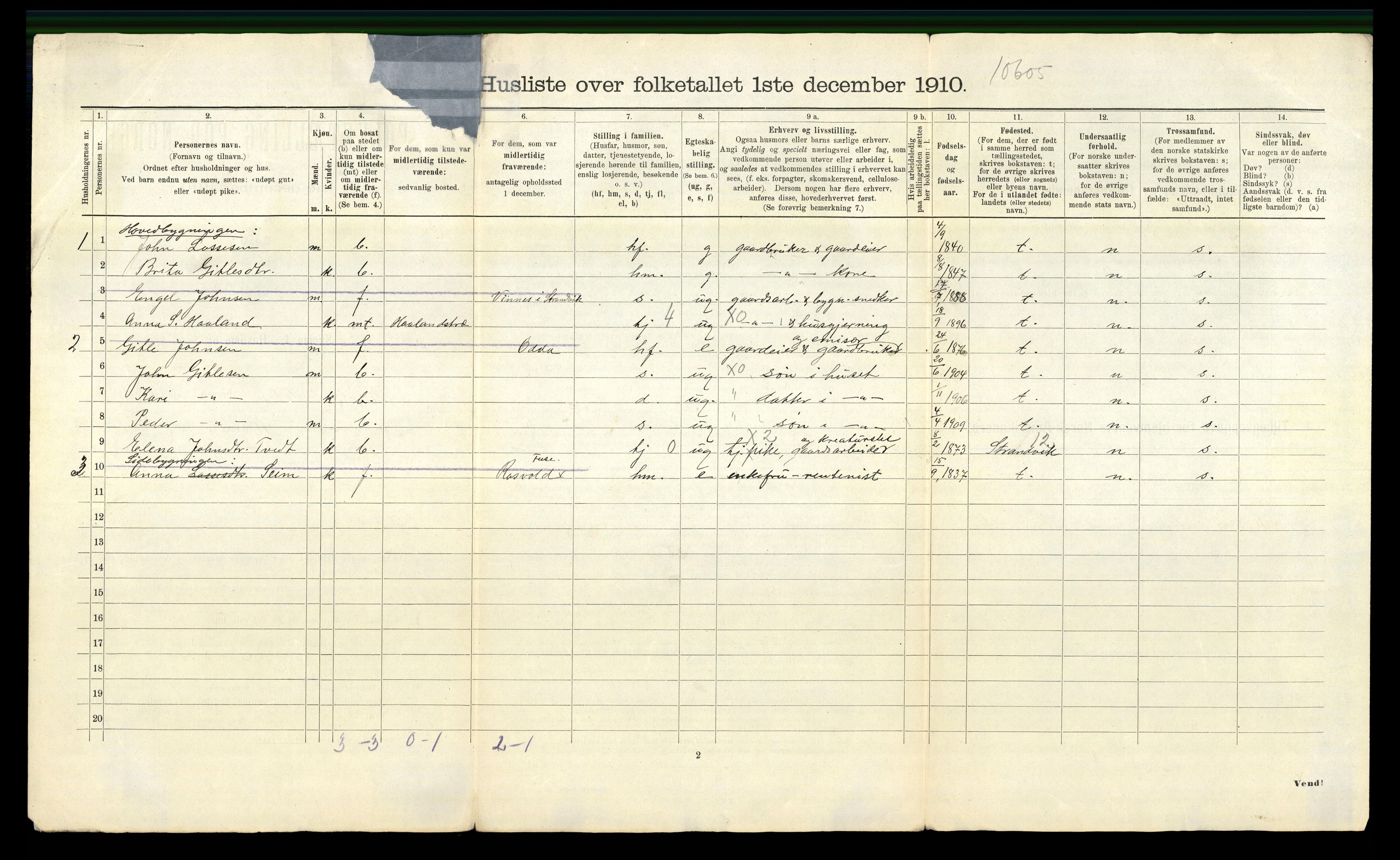 RA, 1910 census for Hålandsdal, 1910, p. 25