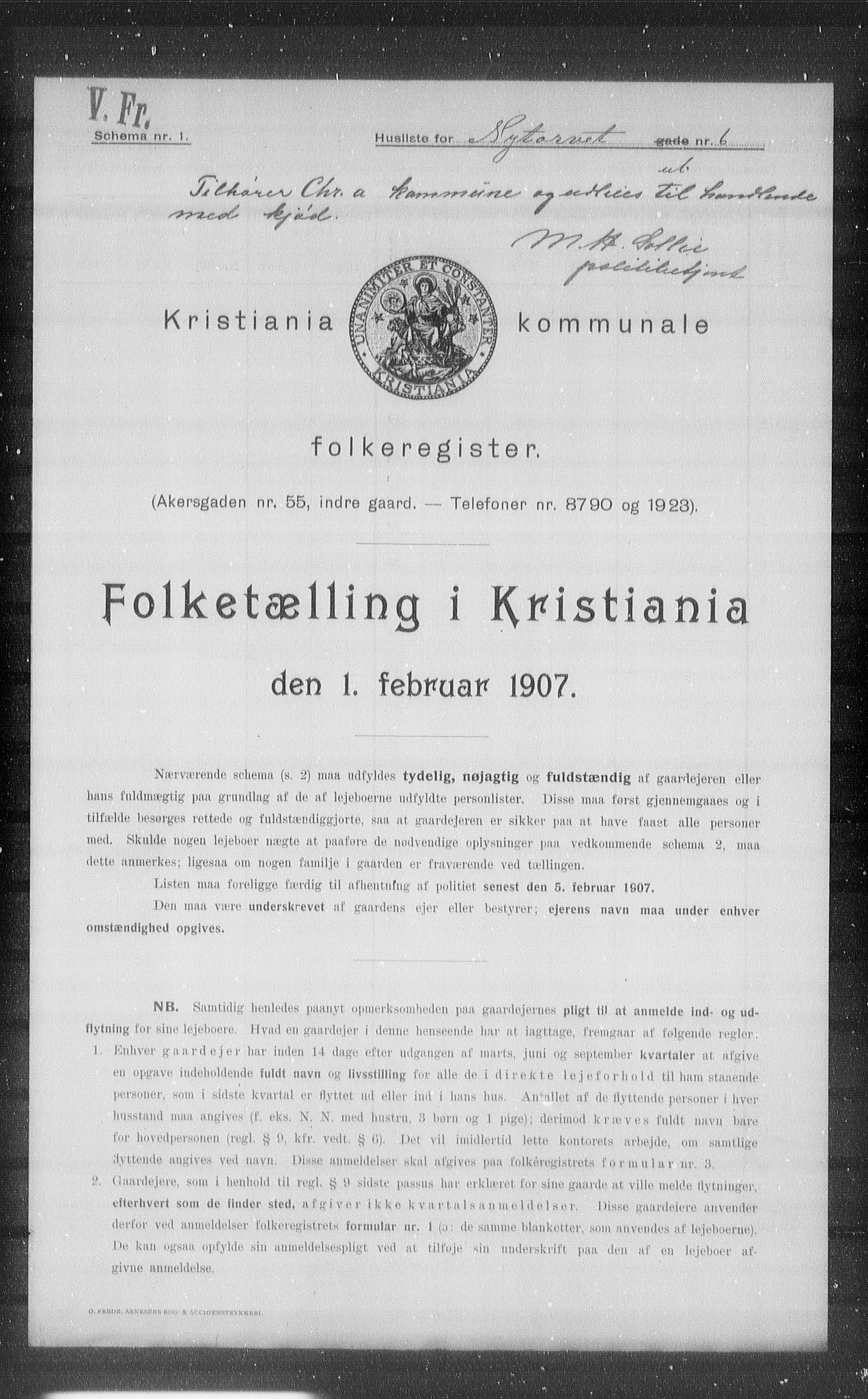 OBA, Municipal Census 1907 for Kristiania, 1907, p. 38023