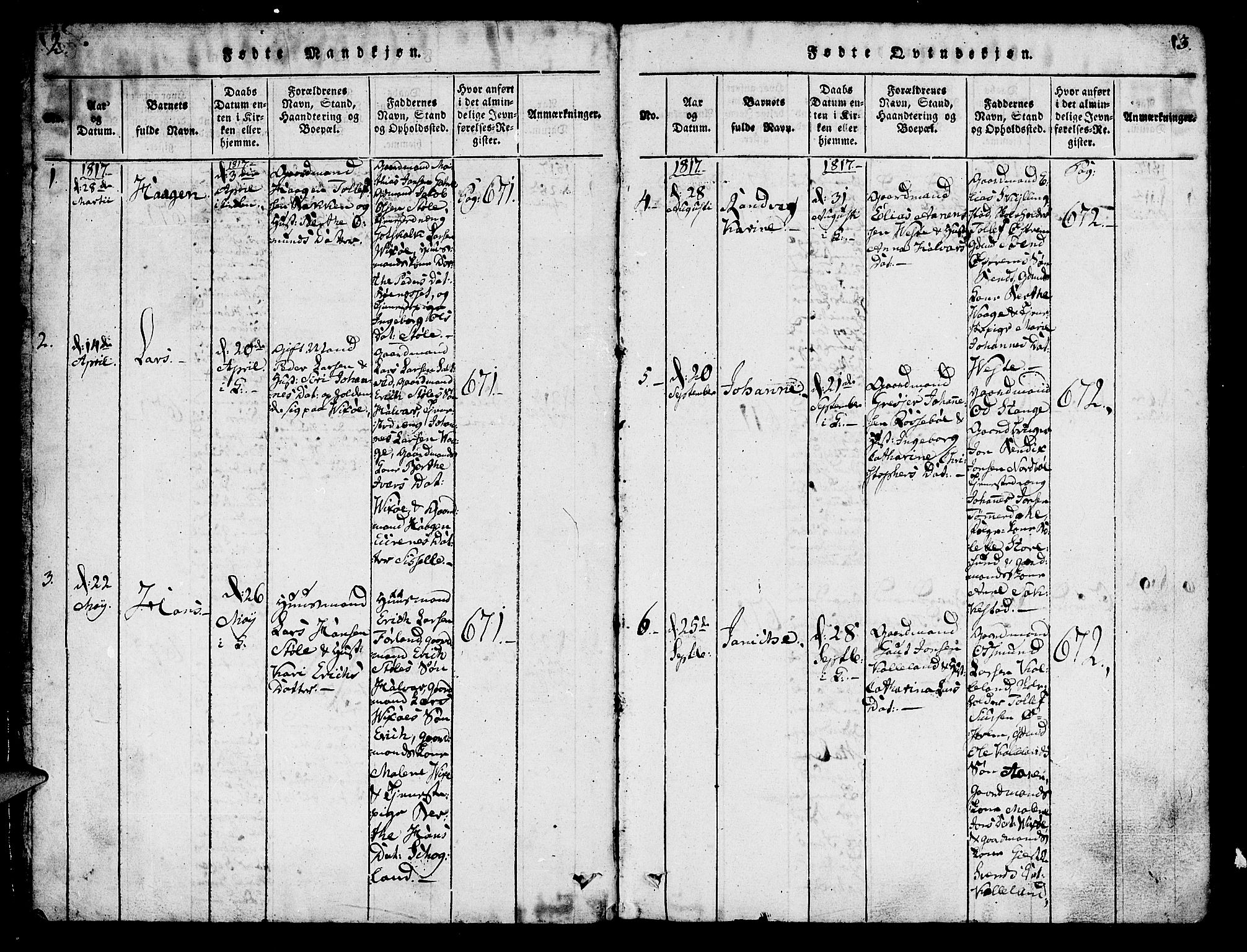 Torvastad sokneprestkontor, SAST/A -101857/H/Ha/Haa/L0004: Parish register (official) no. A 4, 1817-1836, p. 2-3