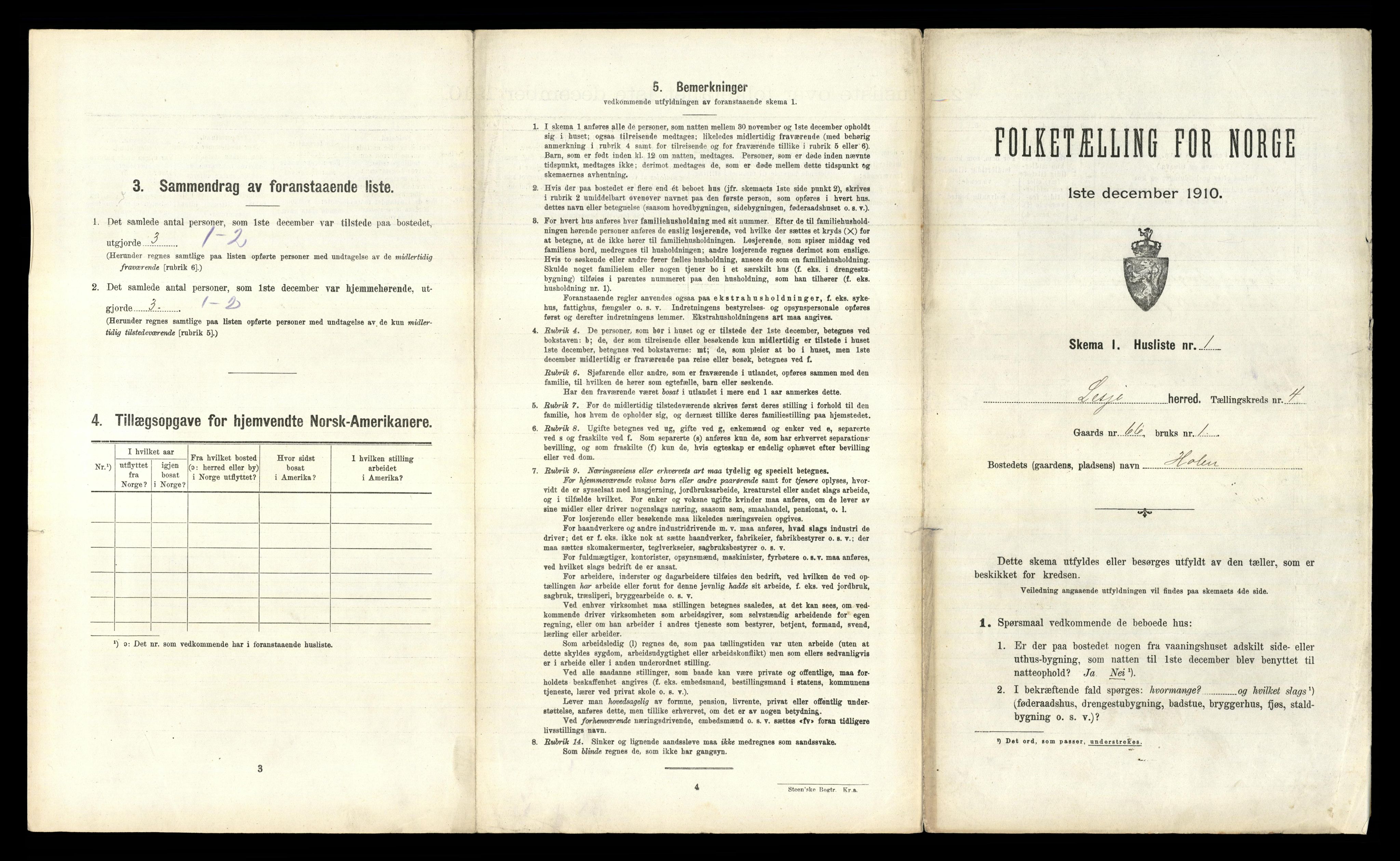 RA, 1910 census for Lesja, 1910, p. 411