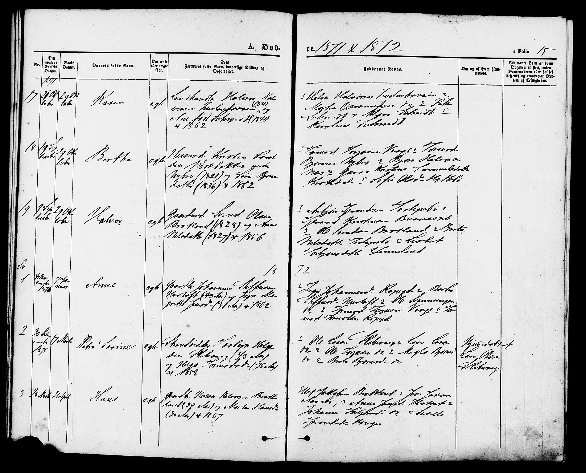 Vikedal sokneprestkontor, AV/SAST-A-101840/01/IV: Parish register (official) no. A 9, 1868-1885, p. 15