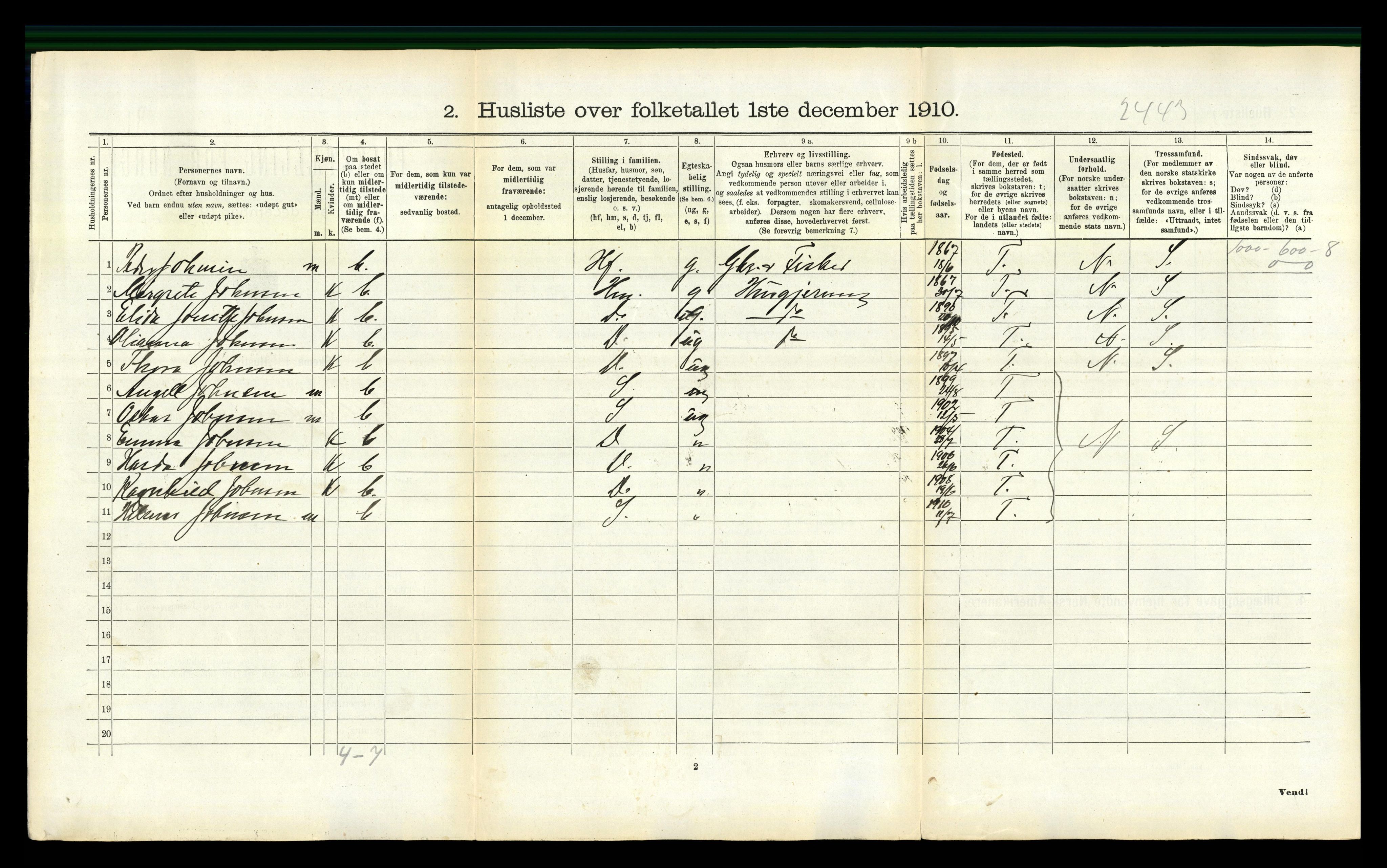 RA, 1910 census for Gildeskål, 1910, p. 590