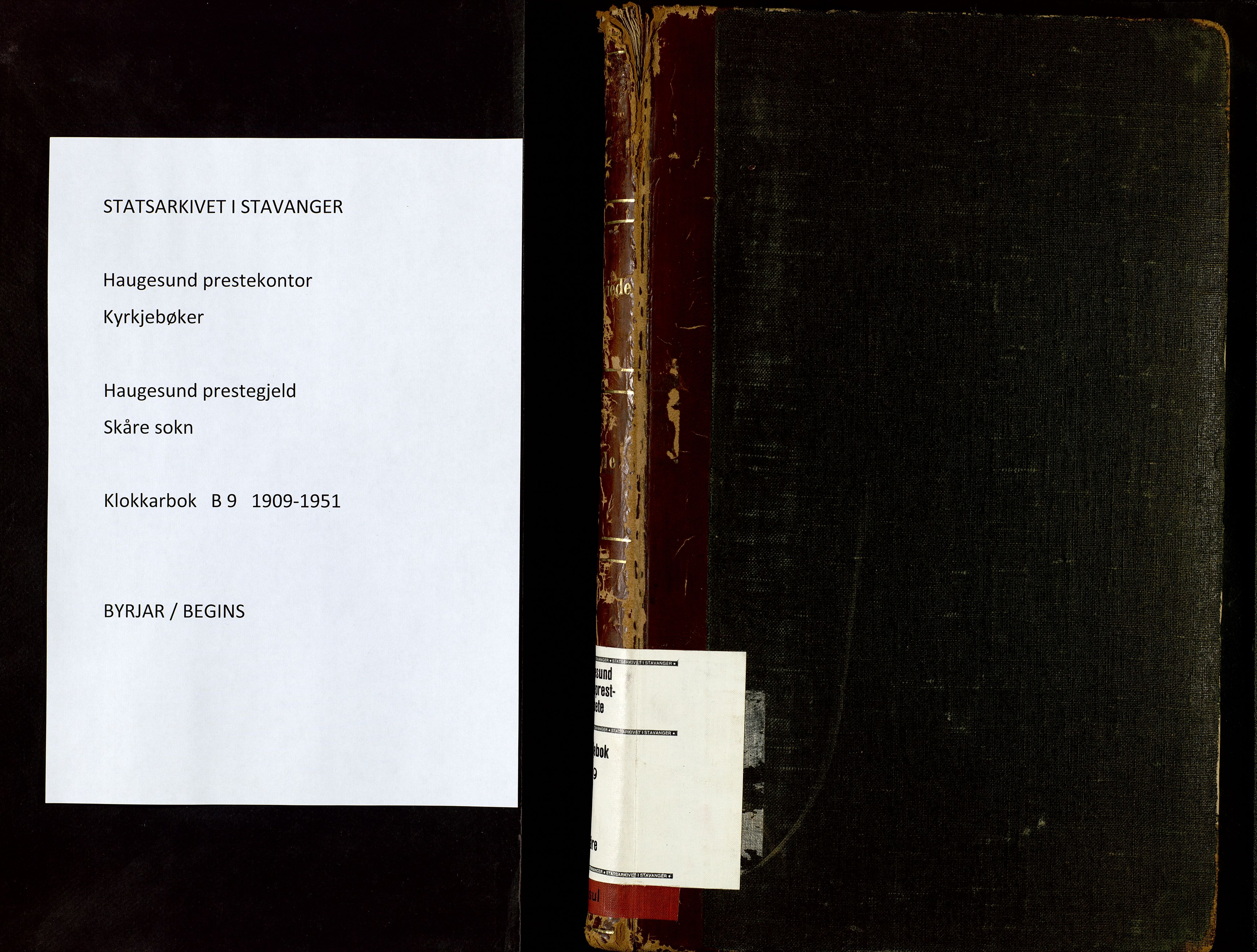 Haugesund sokneprestkontor, SAST/A -101863/H/Ha/Hab/L0006: Parish register (copy) no. B 9, 1909-1951