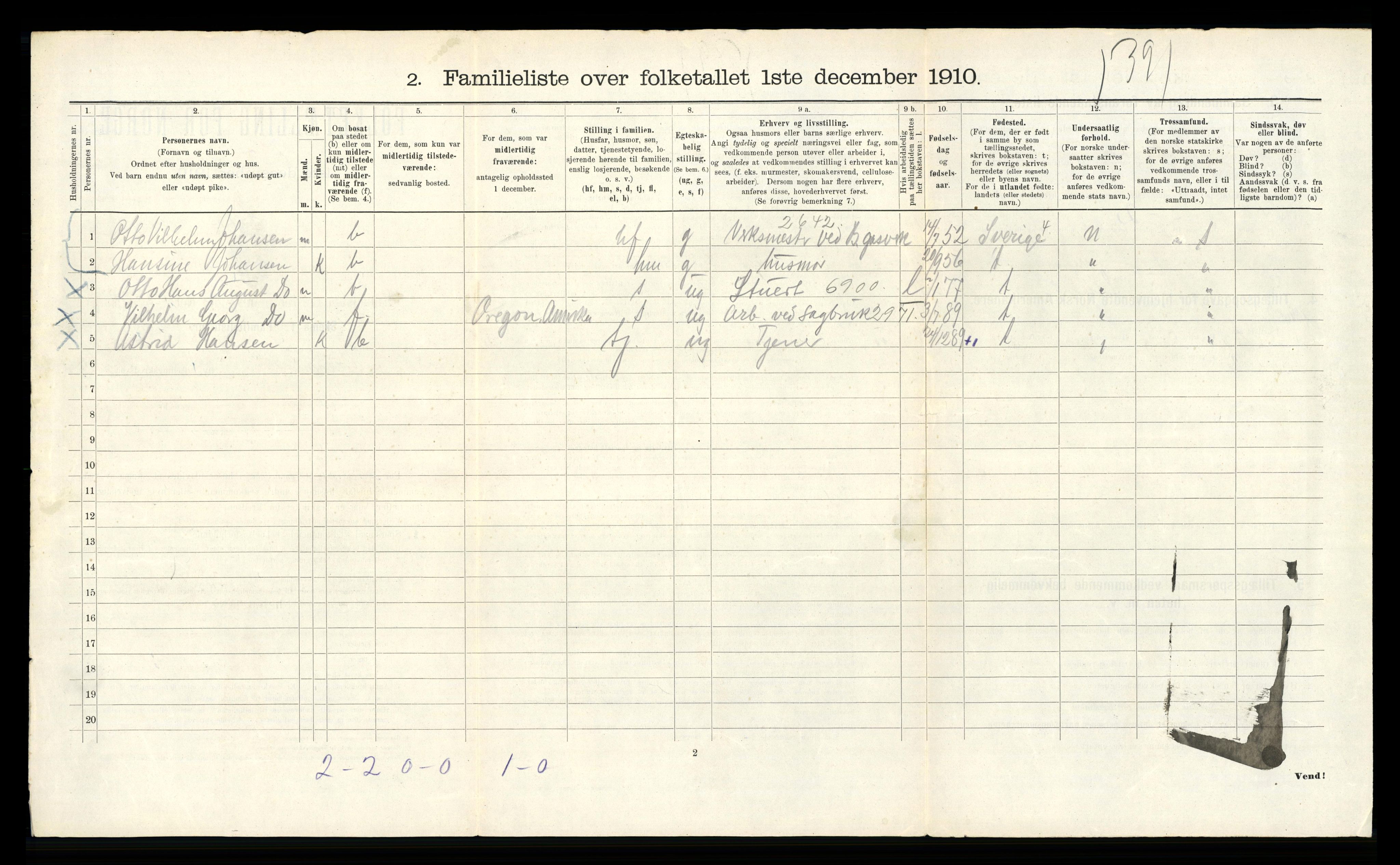 RA, 1910 census for Bergen, 1910, p. 1910