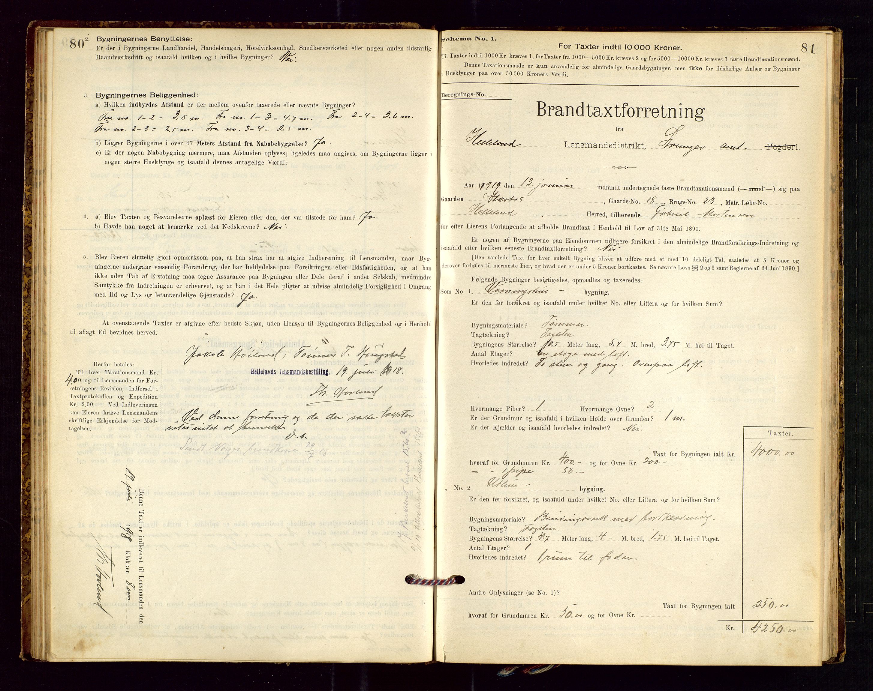 Helleland lensmannskontor, SAST/A-100209/Gob/L0001: "Brandtaxationsprotokol", 1896-1919, p. 80-81