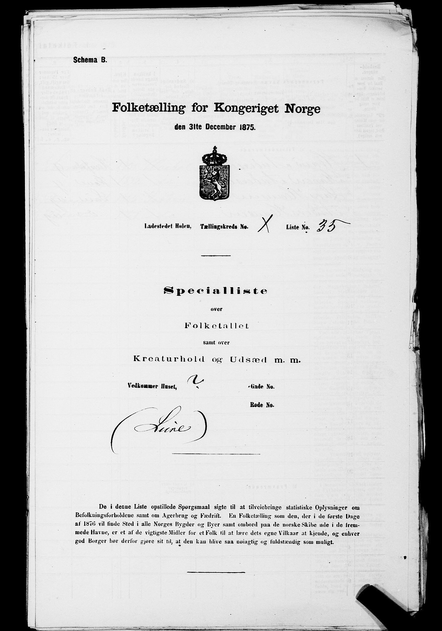 RA, 1875 census for 0204B Vestby/Hølen, 1875, p. 3