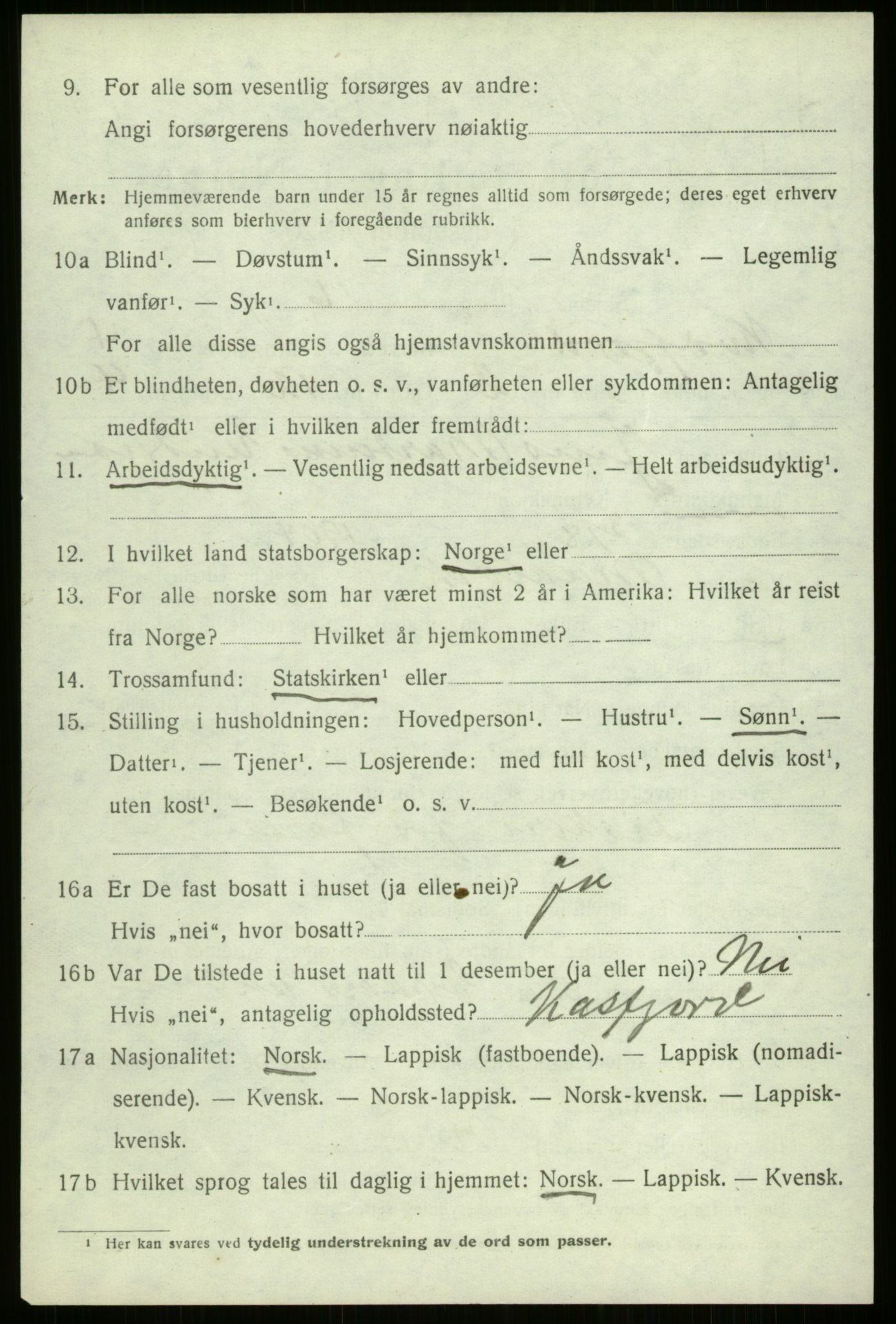 SATØ, 1920 census for Kvæfjord, 1920, p. 2154