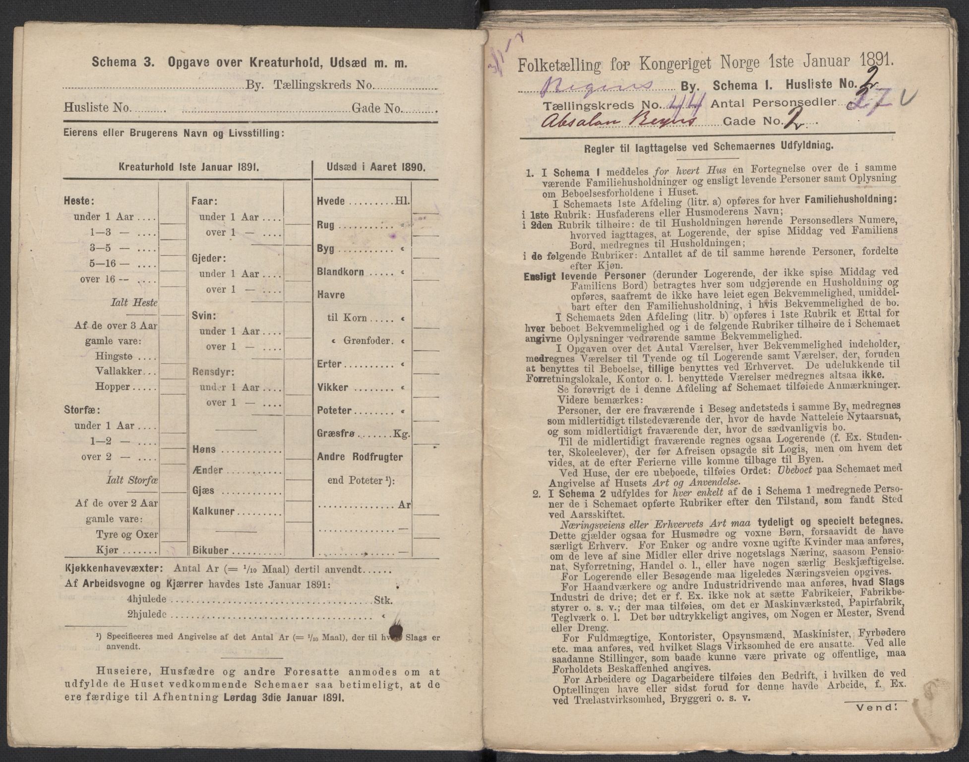 RA, 1891 Census for 1301 Bergen, 1891, p. 7335