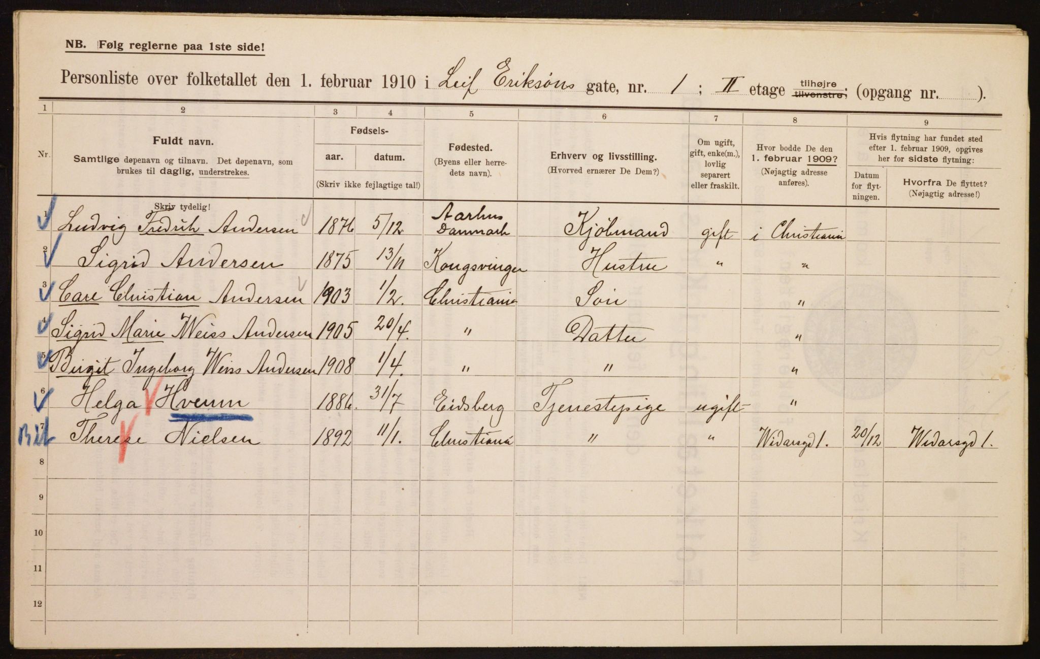 OBA, Municipal Census 1910 for Kristiania, 1910, p. 55468