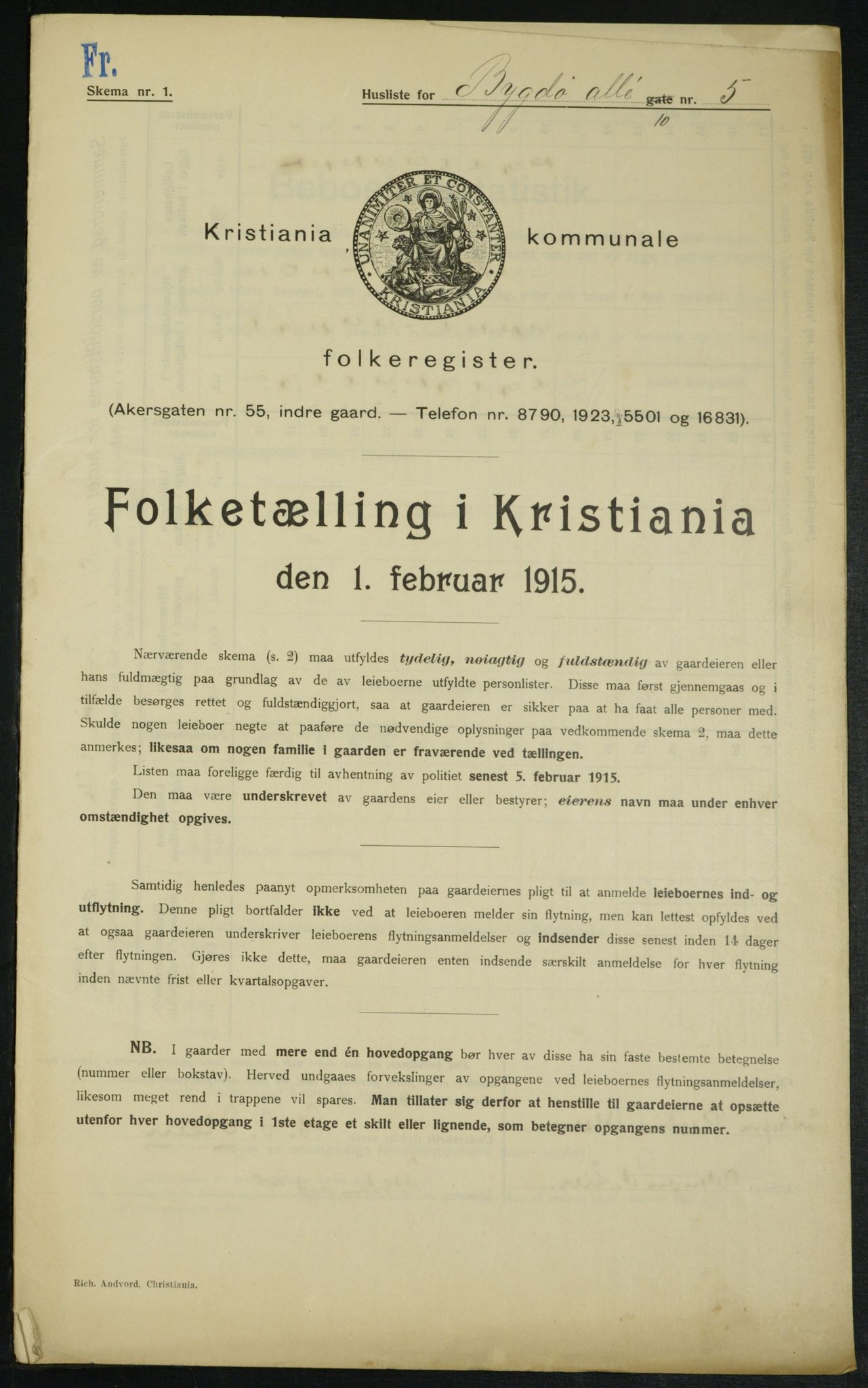 OBA, Municipal Census 1915 for Kristiania, 1915, p. 10205