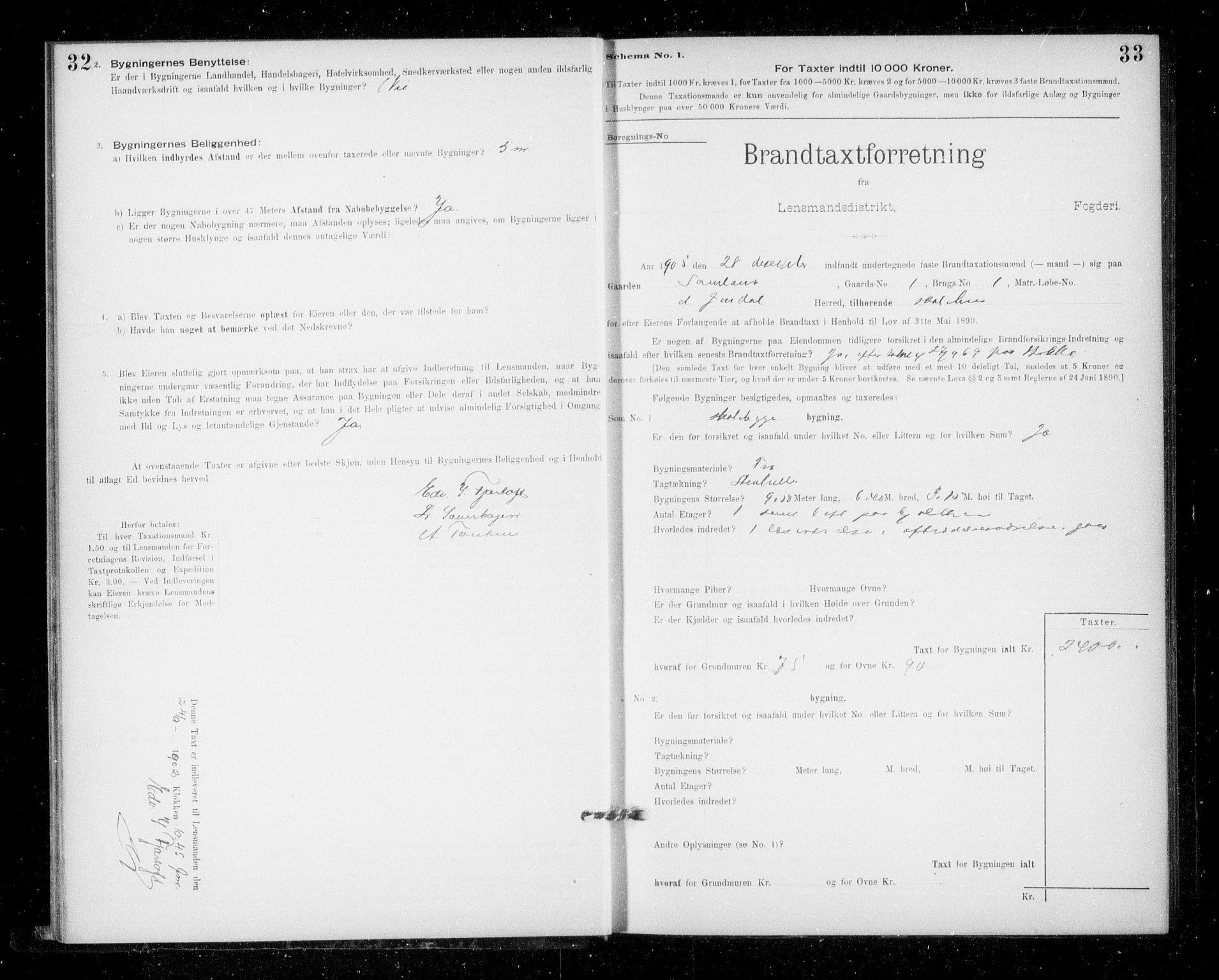 Lensmannen i Jondal, SAB/A-33101/0012/L0005: Branntakstprotokoll, skjematakst, 1894-1951, p. 32-33