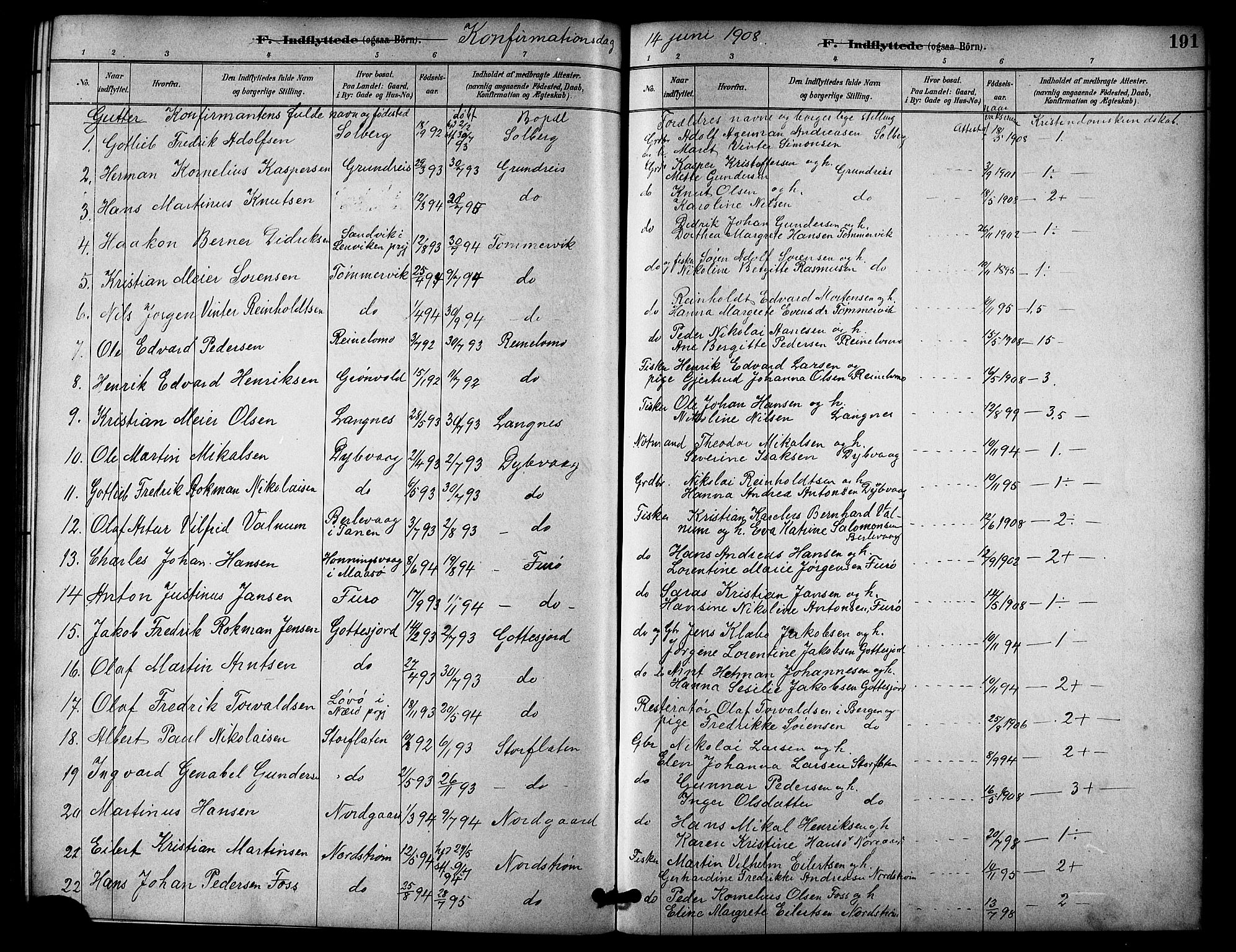 Tranøy sokneprestkontor, SATØ/S-1313/I/Ia/Iab/L0022klokker: Parish register (copy) no. 22, 1887-1912, p. 191