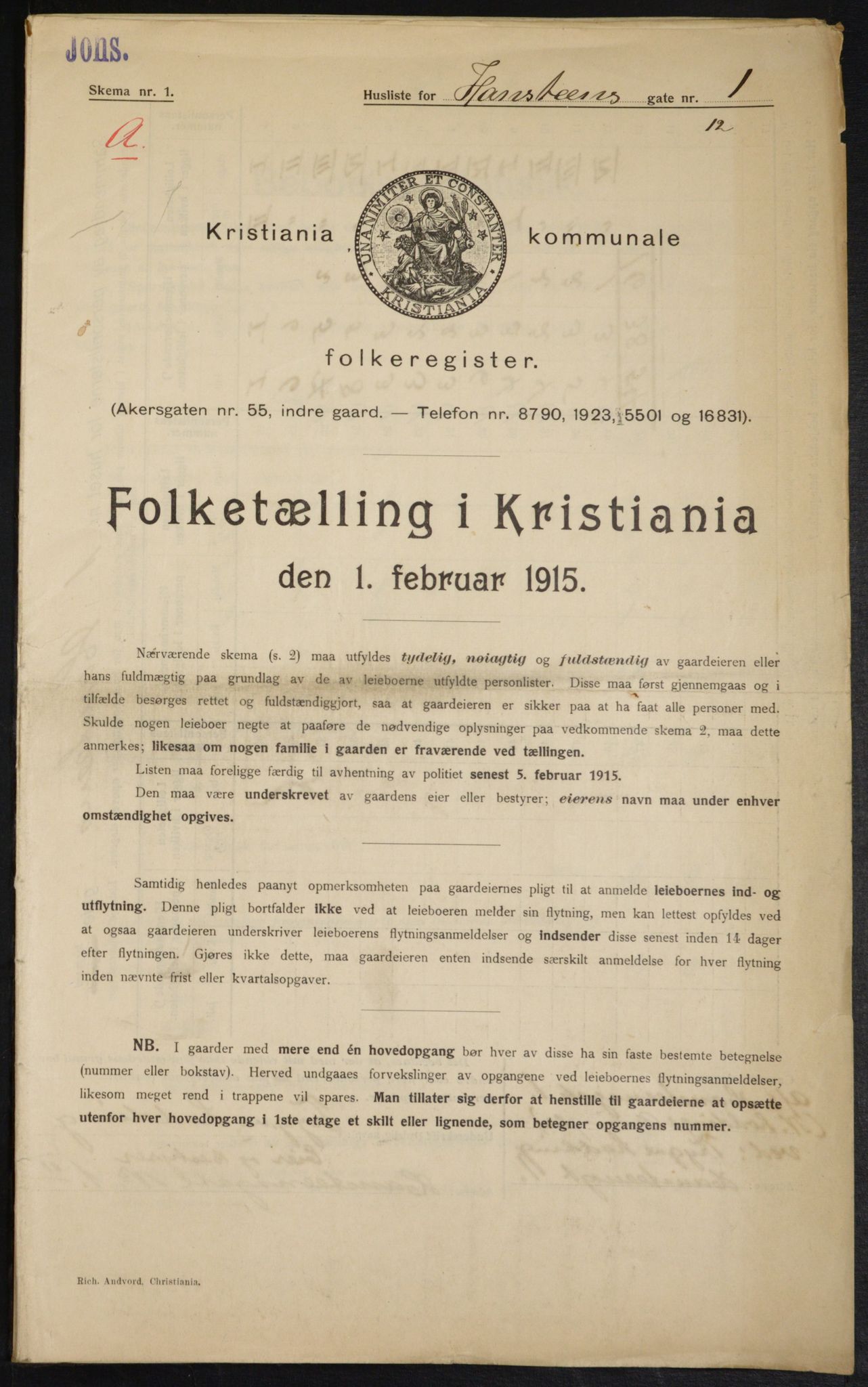 OBA, Municipal Census 1915 for Kristiania, 1915, p. 34347