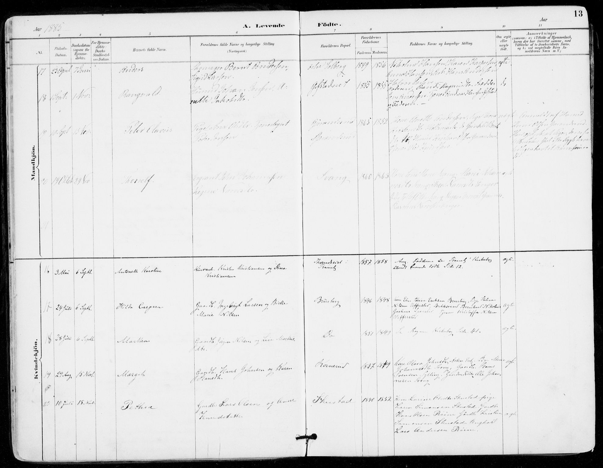Sylling kirkebøker, SAKO/A-247/F/Fa/L0001: Parish register (official) no. 1, 1883-1910, p. 13
