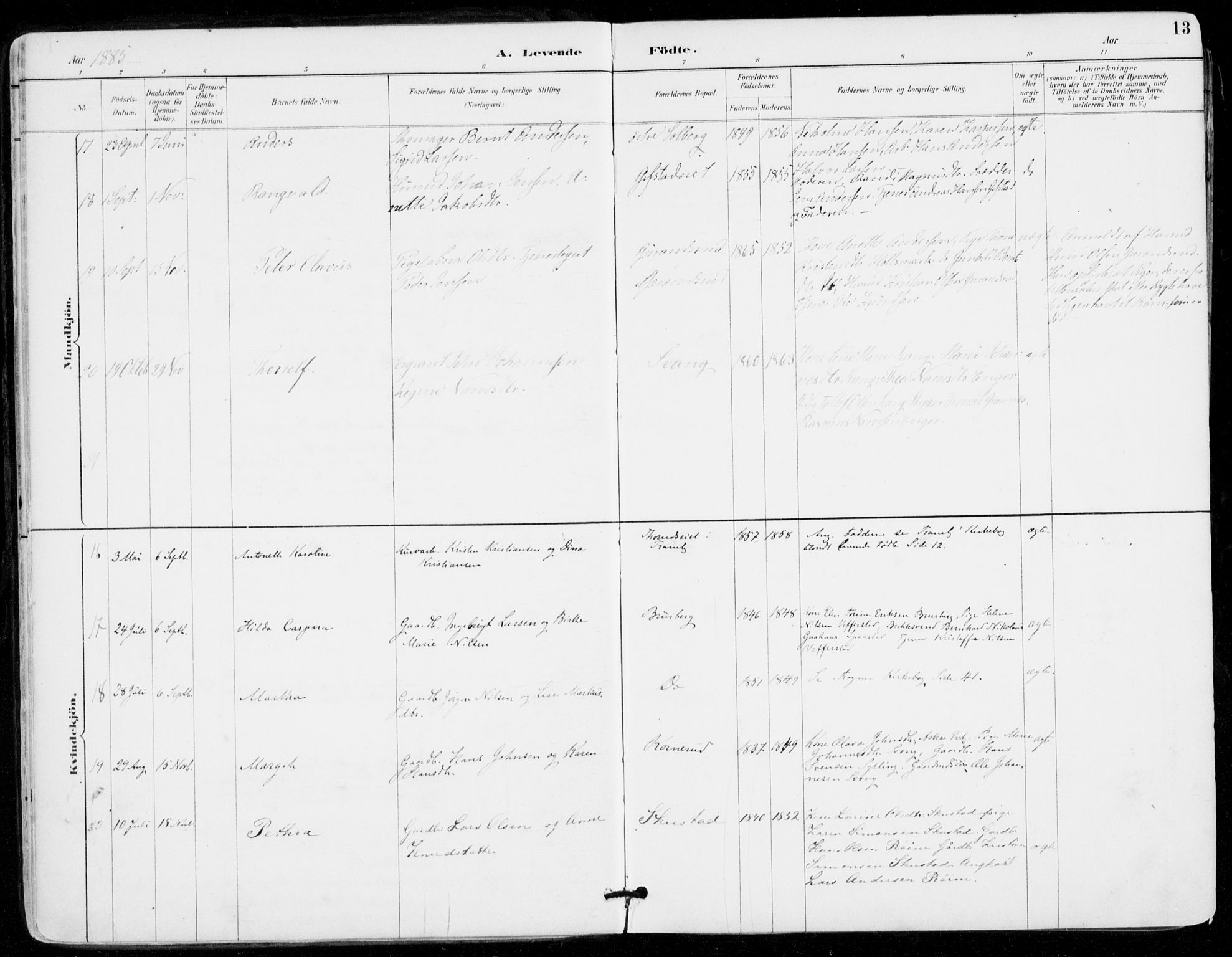 Sylling kirkebøker, AV/SAKO-A-247/F/Fa/L0001: Parish register (official) no. 1, 1883-1910, p. 13