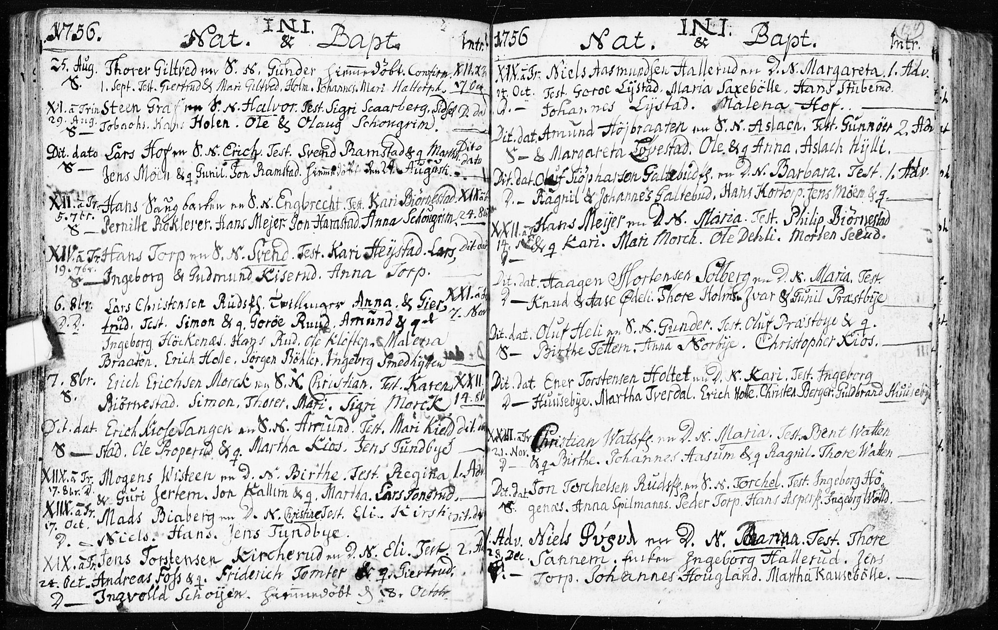 Spydeberg prestekontor Kirkebøker, AV/SAO-A-10924/F/Fa/L0002: Parish register (official) no. I 2, 1739-1780, p. 124