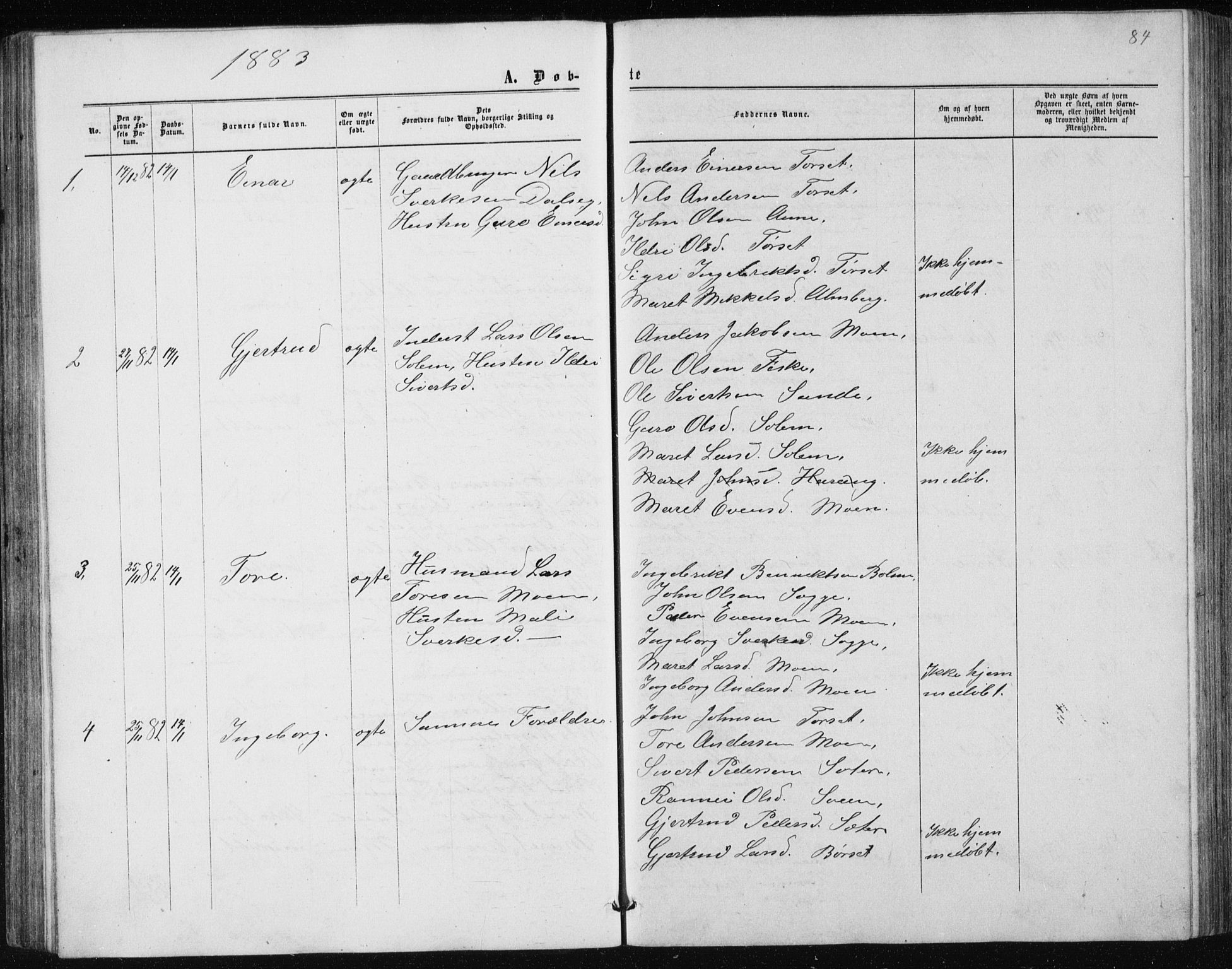 Ministerialprotokoller, klokkerbøker og fødselsregistre - Møre og Romsdal, AV/SAT-A-1454/597/L1064: Parish register (copy) no. 597C01, 1866-1898, p. 84