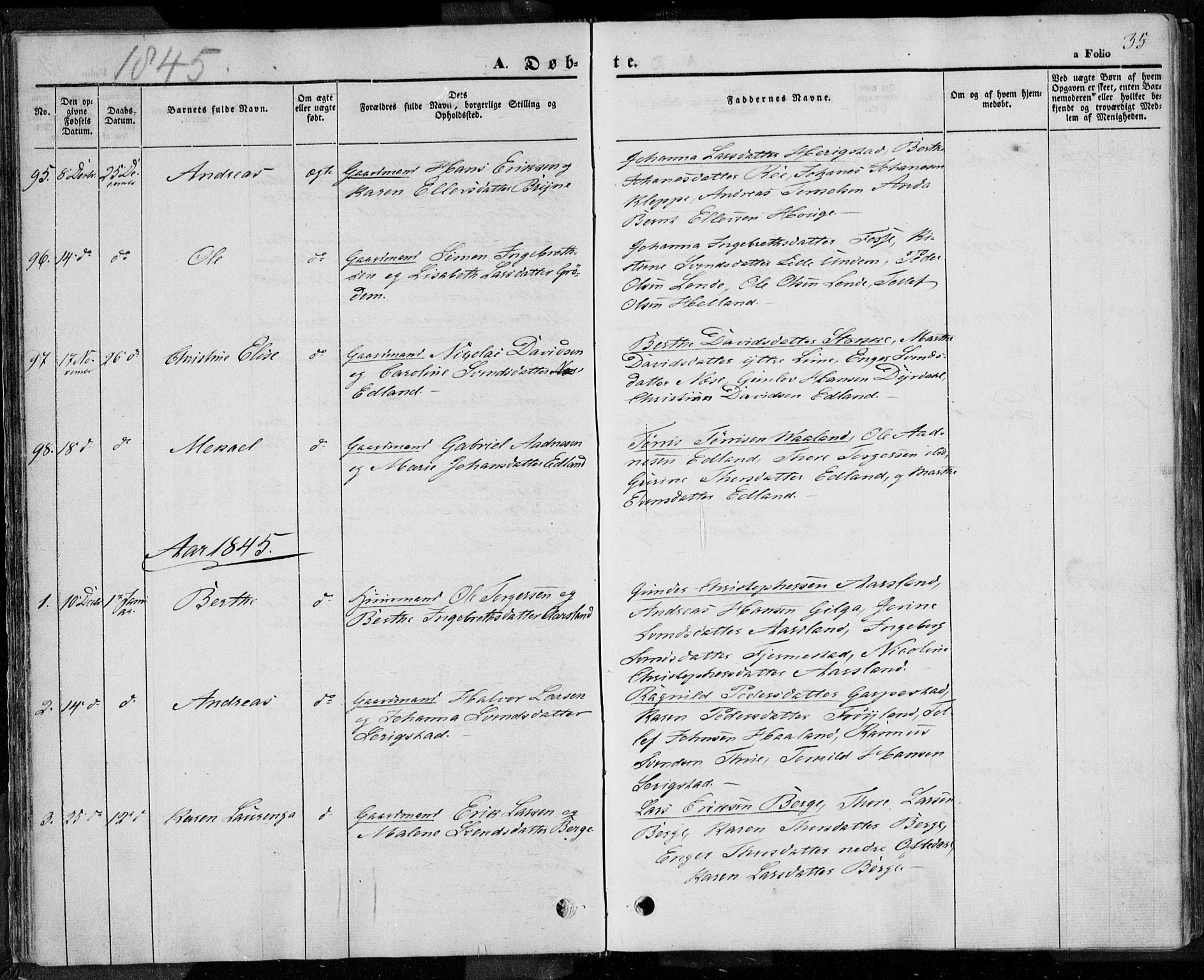 Lye sokneprestkontor, SAST/A-101794/001/30BA/L0005: Parish register (official) no. A 5.1, 1842-1855, p. 35