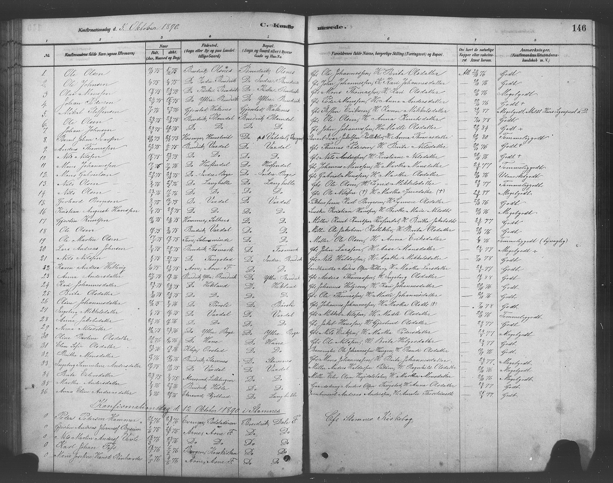 Bruvik Sokneprestembete, SAB/A-74701/H/Hab: Parish register (copy) no. A 1, 1878-1907, p. 146