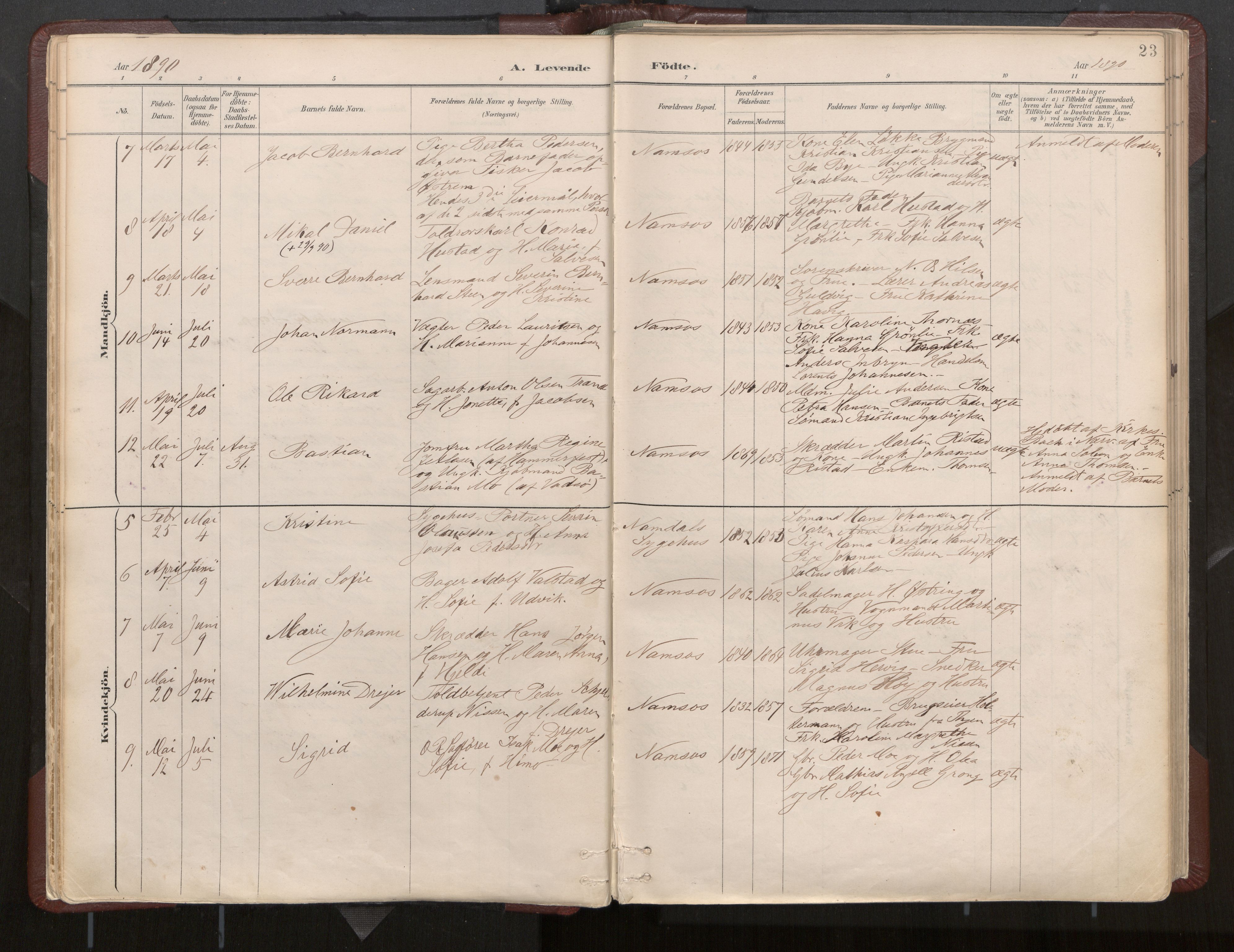 Ministerialprotokoller, klokkerbøker og fødselsregistre - Nord-Trøndelag, AV/SAT-A-1458/768/L0574: Parish register (official) no. 768A08, 1887-1927, p. 23