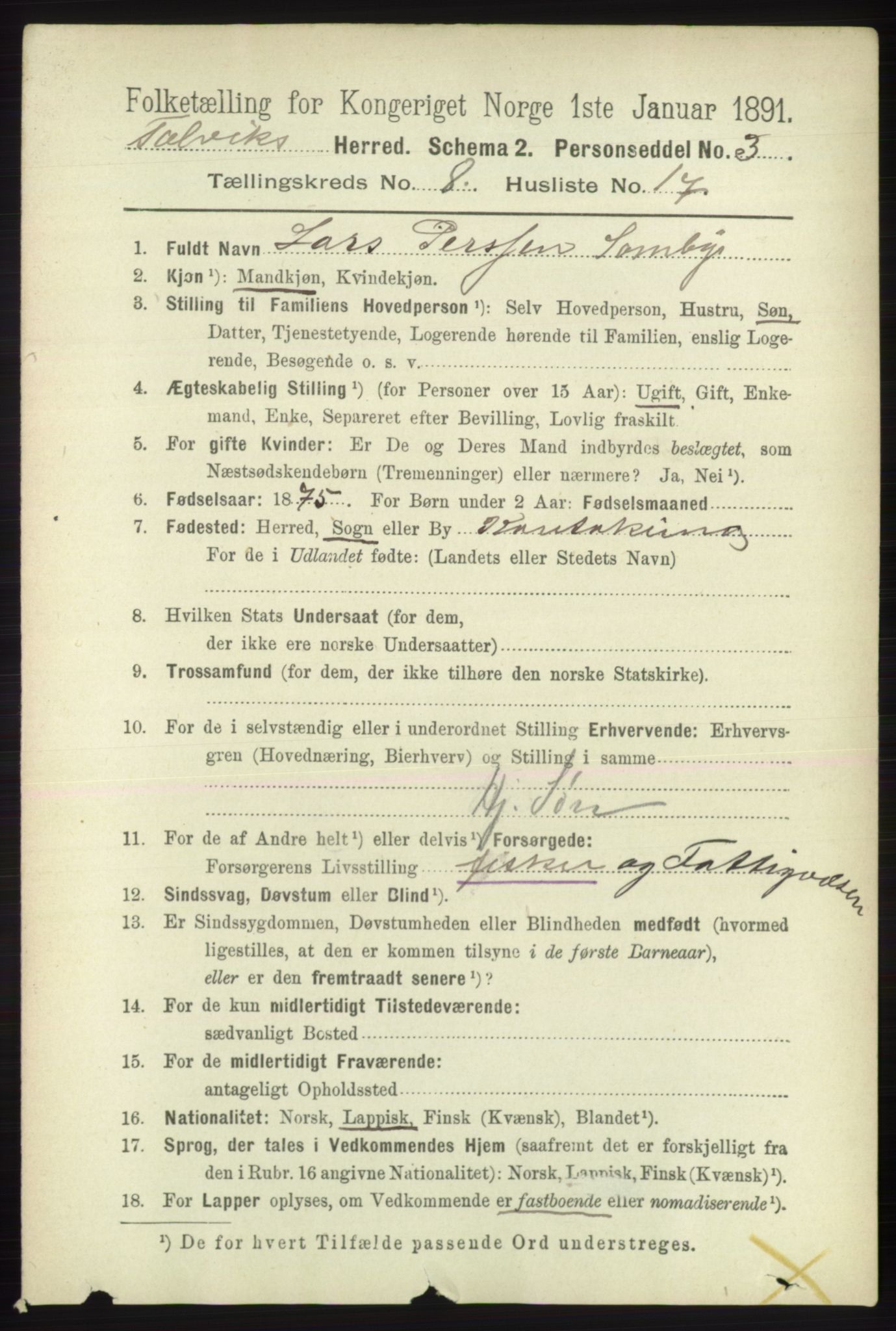 RA, 1891 census for 2013 Talvik, 1891, p. 2137