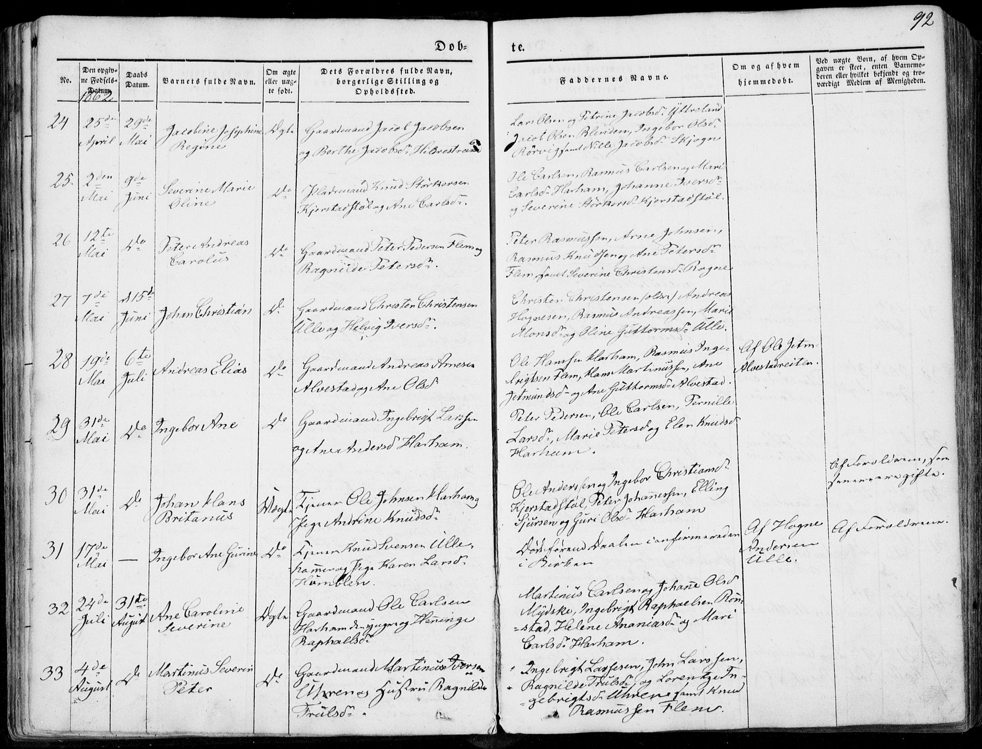 Ministerialprotokoller, klokkerbøker og fødselsregistre - Møre og Romsdal, AV/SAT-A-1454/536/L0497: Parish register (official) no. 536A06, 1845-1865, p. 92