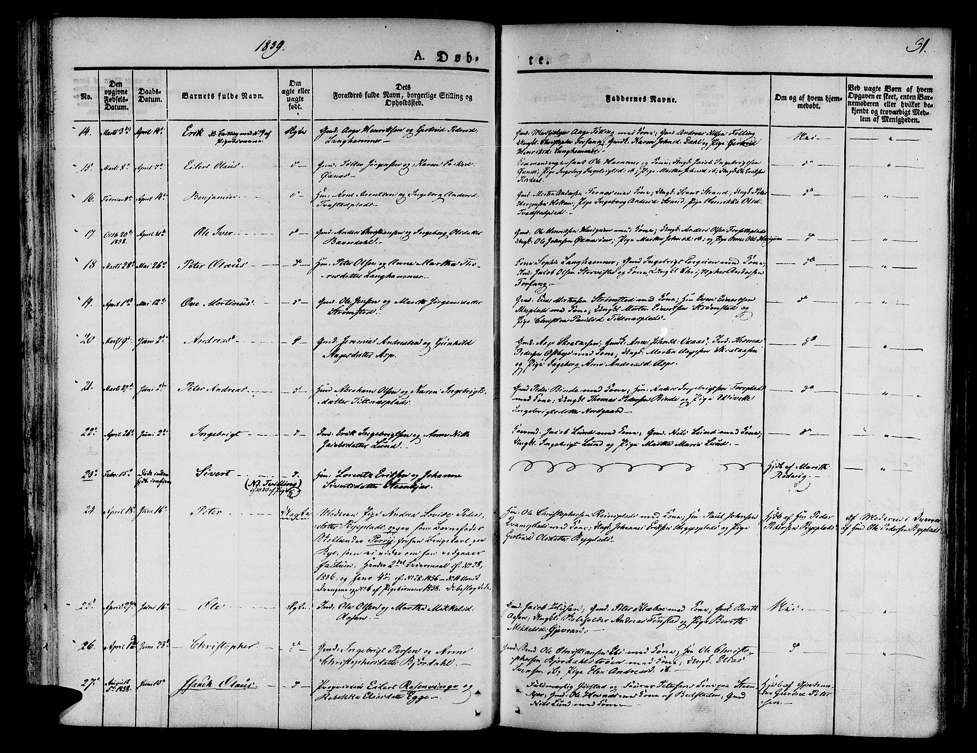 Ministerialprotokoller, klokkerbøker og fødselsregistre - Nord-Trøndelag, AV/SAT-A-1458/746/L0445: Parish register (official) no. 746A04, 1826-1846, p. 31