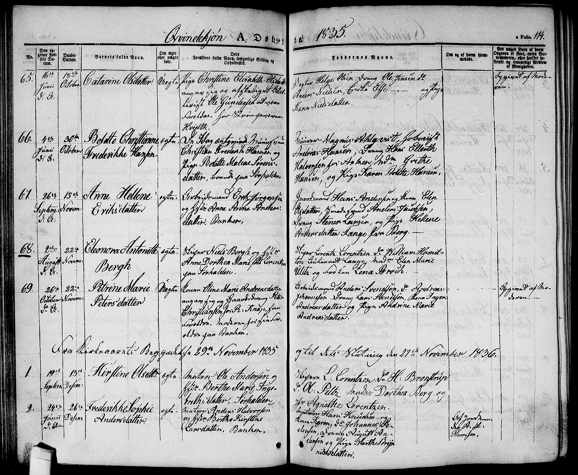 Halden prestekontor Kirkebøker, SAO/A-10909/G/Ga/L0003: Parish register (copy) no. 3, 1834-1844, p. 114
