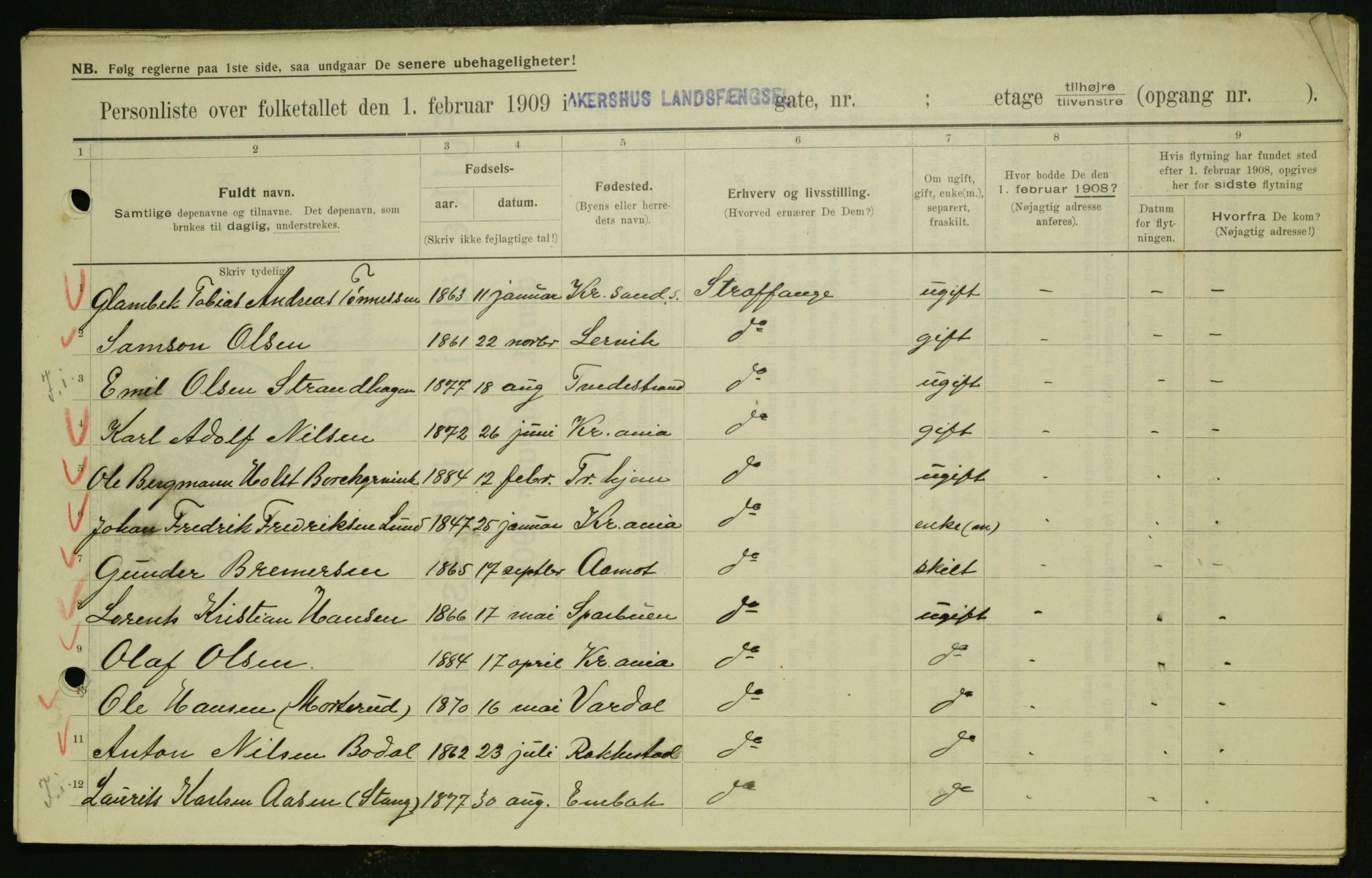 OBA, Municipal Census 1909 for Kristiania, 1909, p. 21703