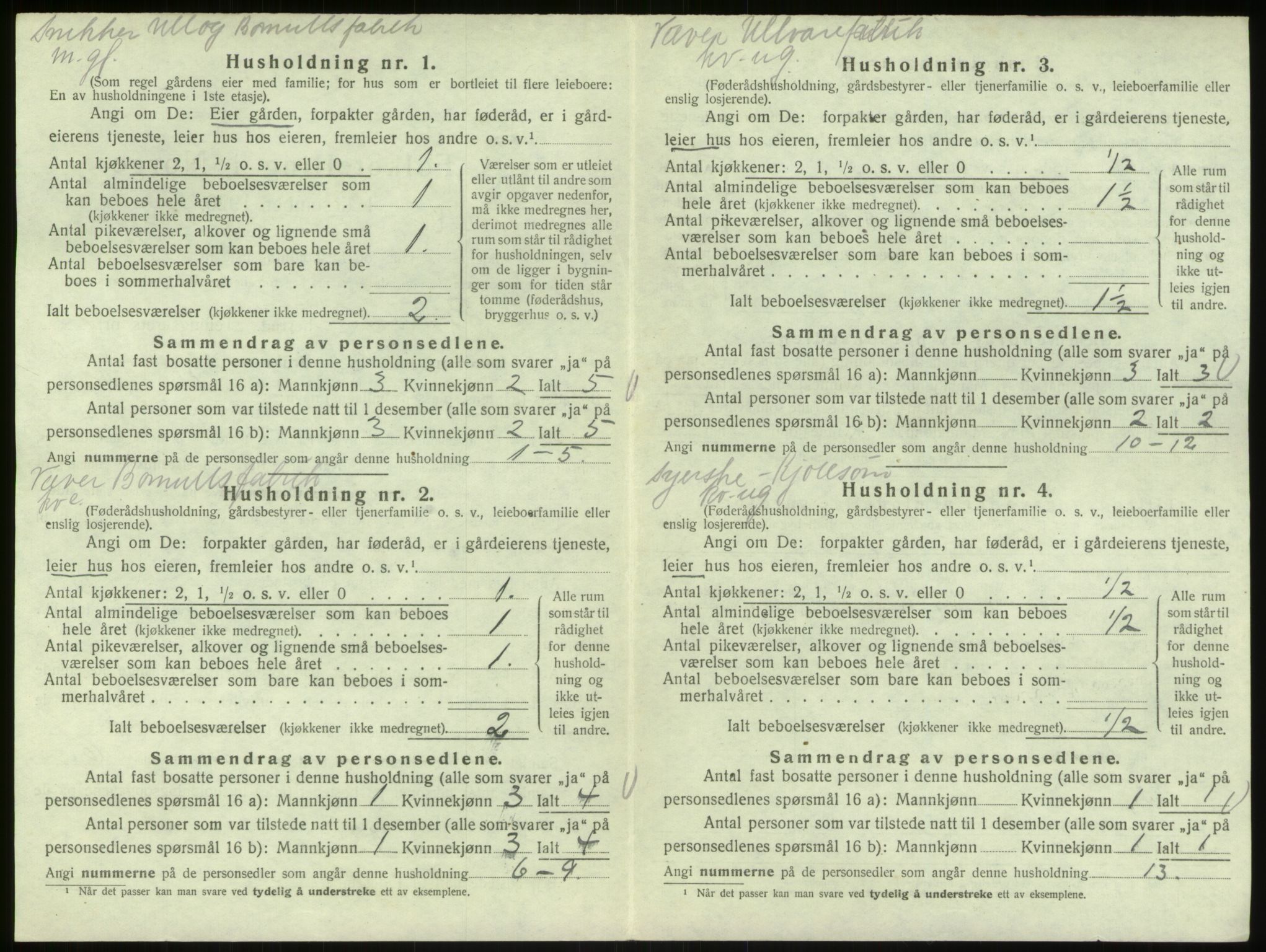 SAB, 1920 census for Bruvik, 1920, p. 819