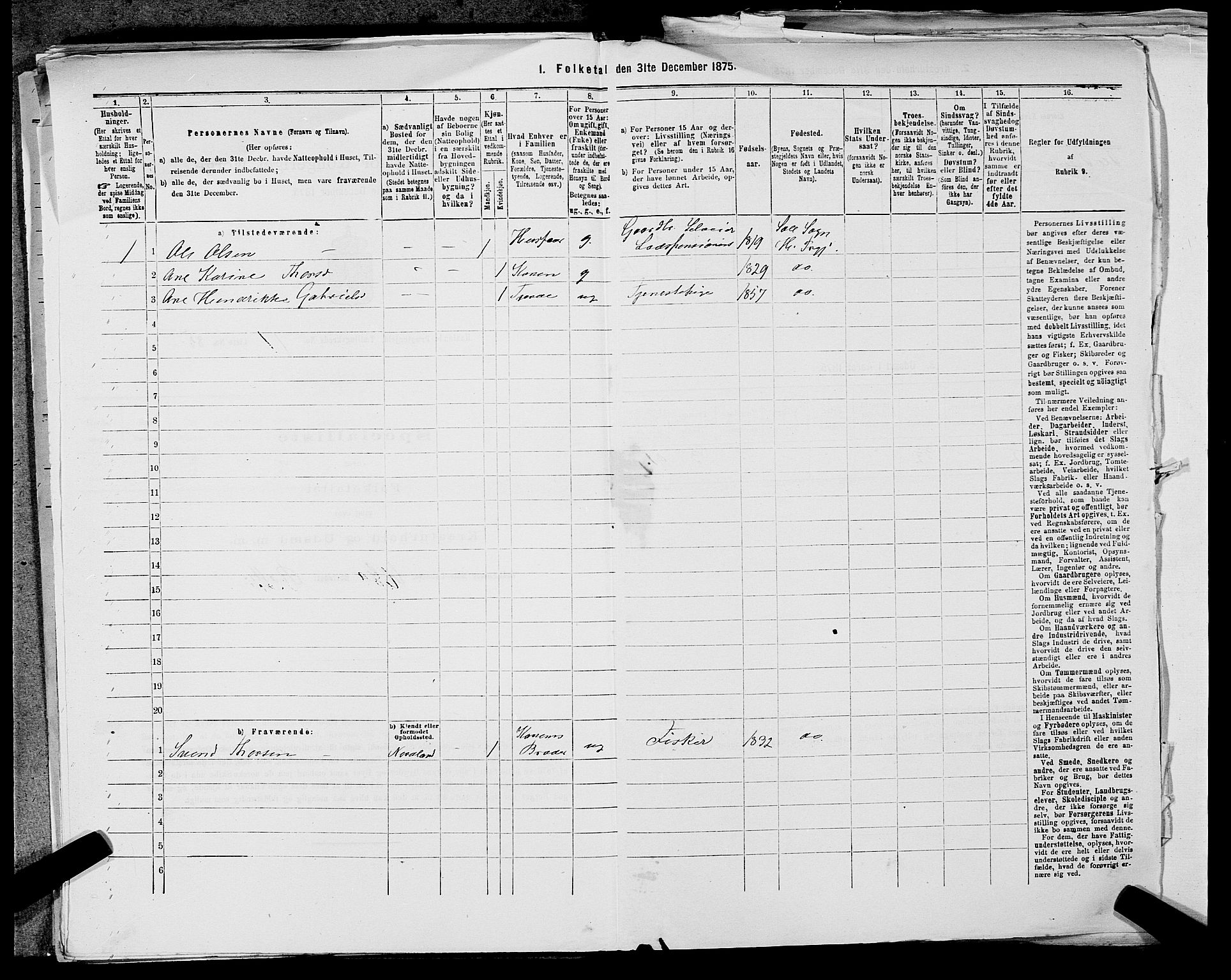 SAST, 1875 census for 1124P Håland, 1875, p. 226
