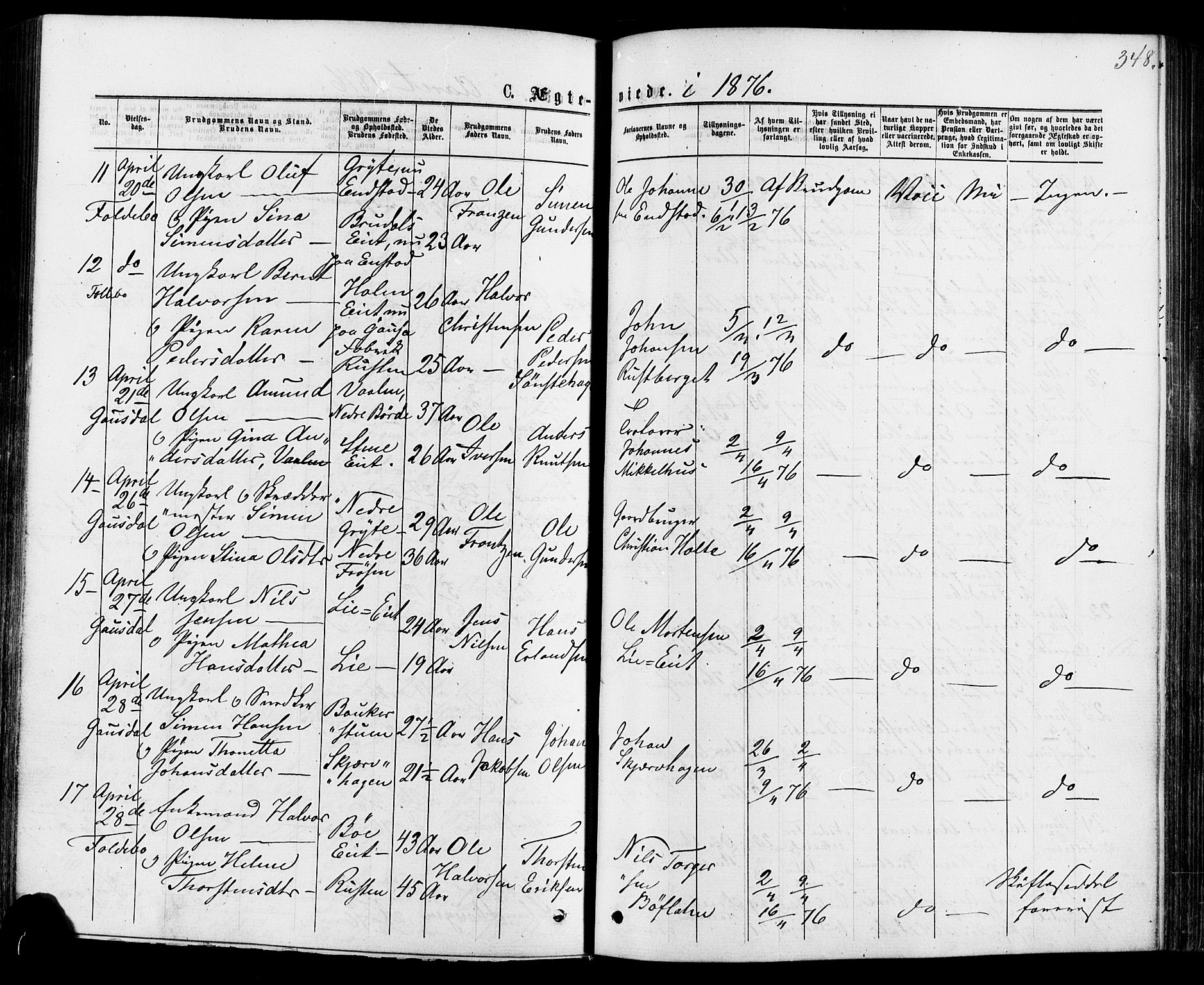 Østre Gausdal prestekontor, AV/SAH-PREST-092/H/Ha/Haa/L0001: Parish register (official) no. 1, 1874-1886, p. 348