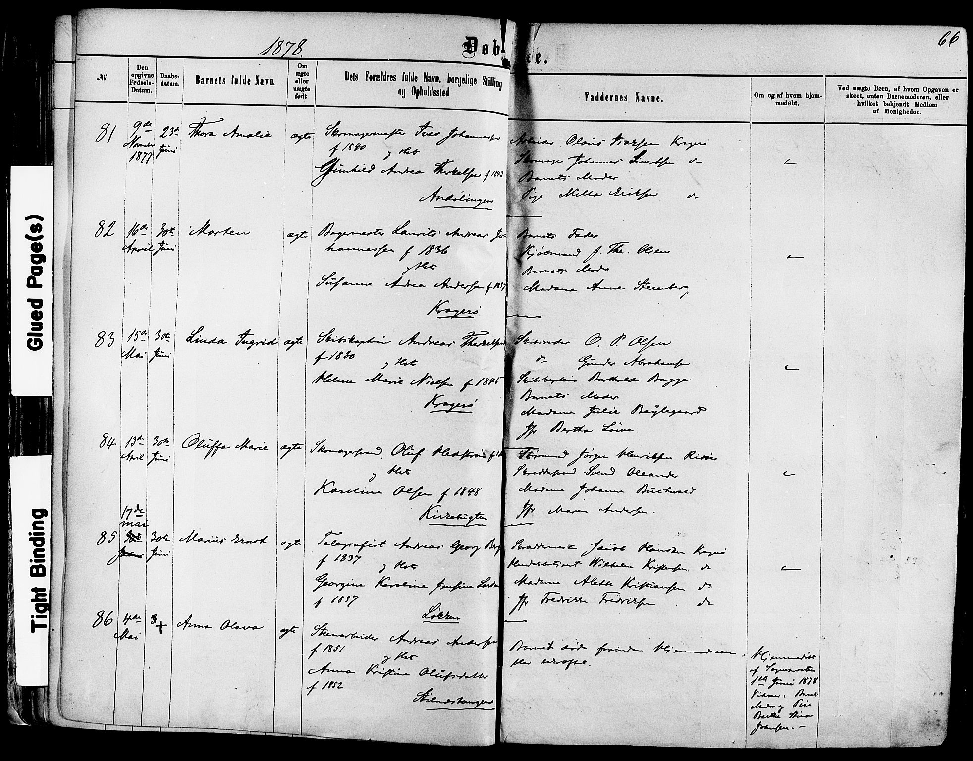 Kragerø kirkebøker, AV/SAKO-A-278/F/Fa/L0011: Parish register (official) no. 11, 1875-1886, p. 66