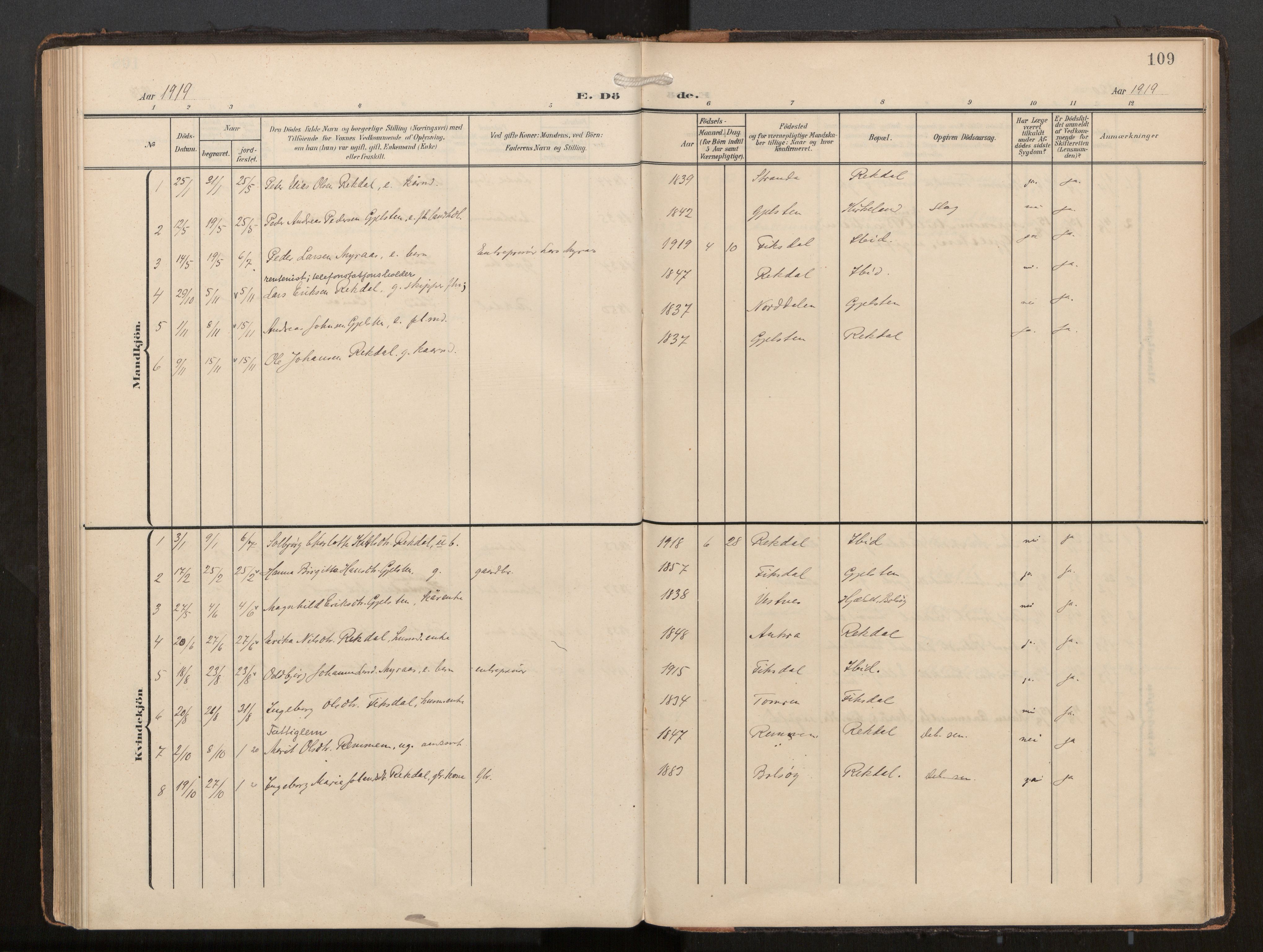 Ministerialprotokoller, klokkerbøker og fødselsregistre - Møre og Romsdal, AV/SAT-A-1454/540/L0540b: Parish register (official) no. 540A03, 1909-1932, p. 109