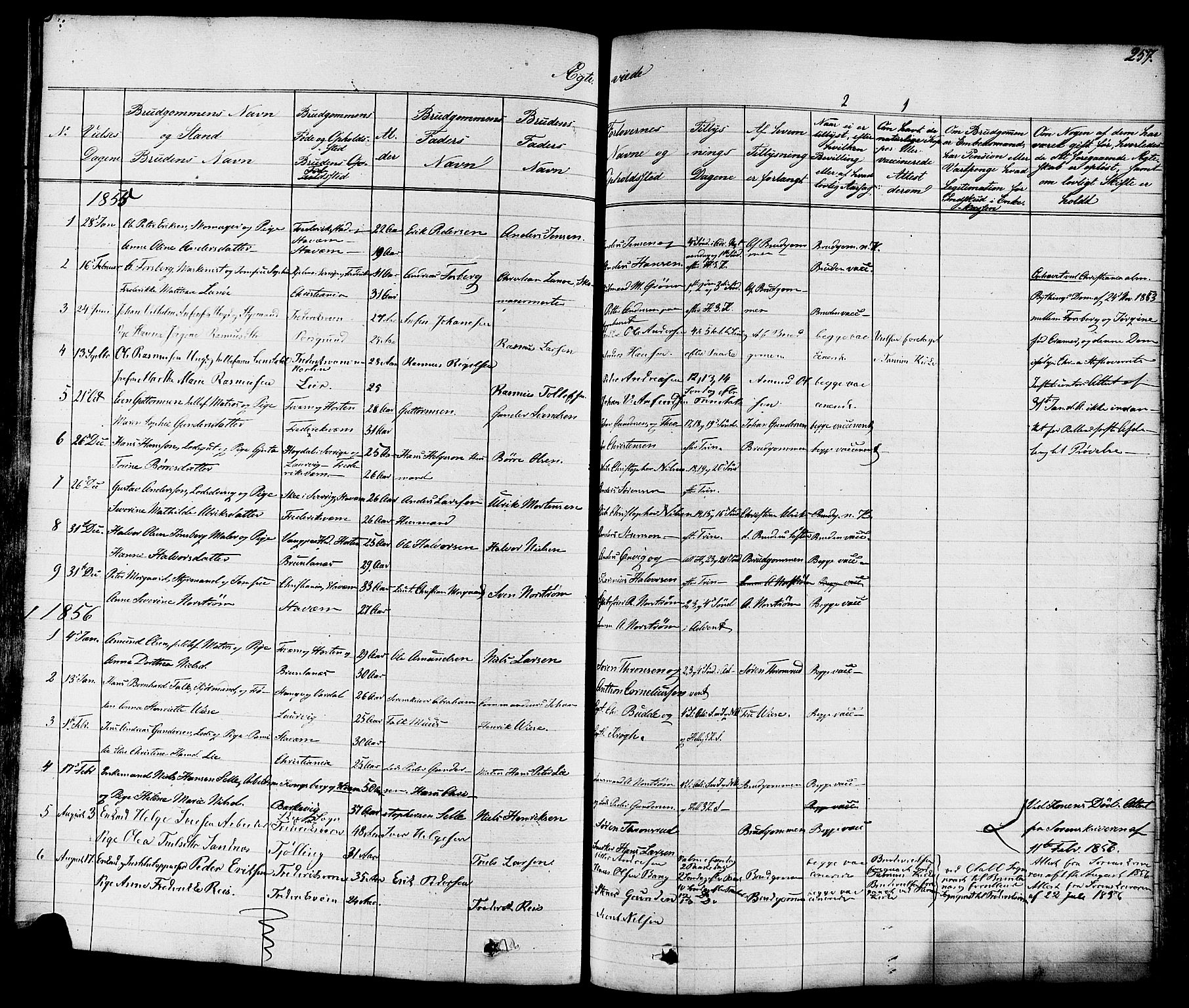 Stavern kirkebøker, SAKO/A-318/F/Fa/L0007: Parish register (official) no. 7, 1840-1877, p. 257