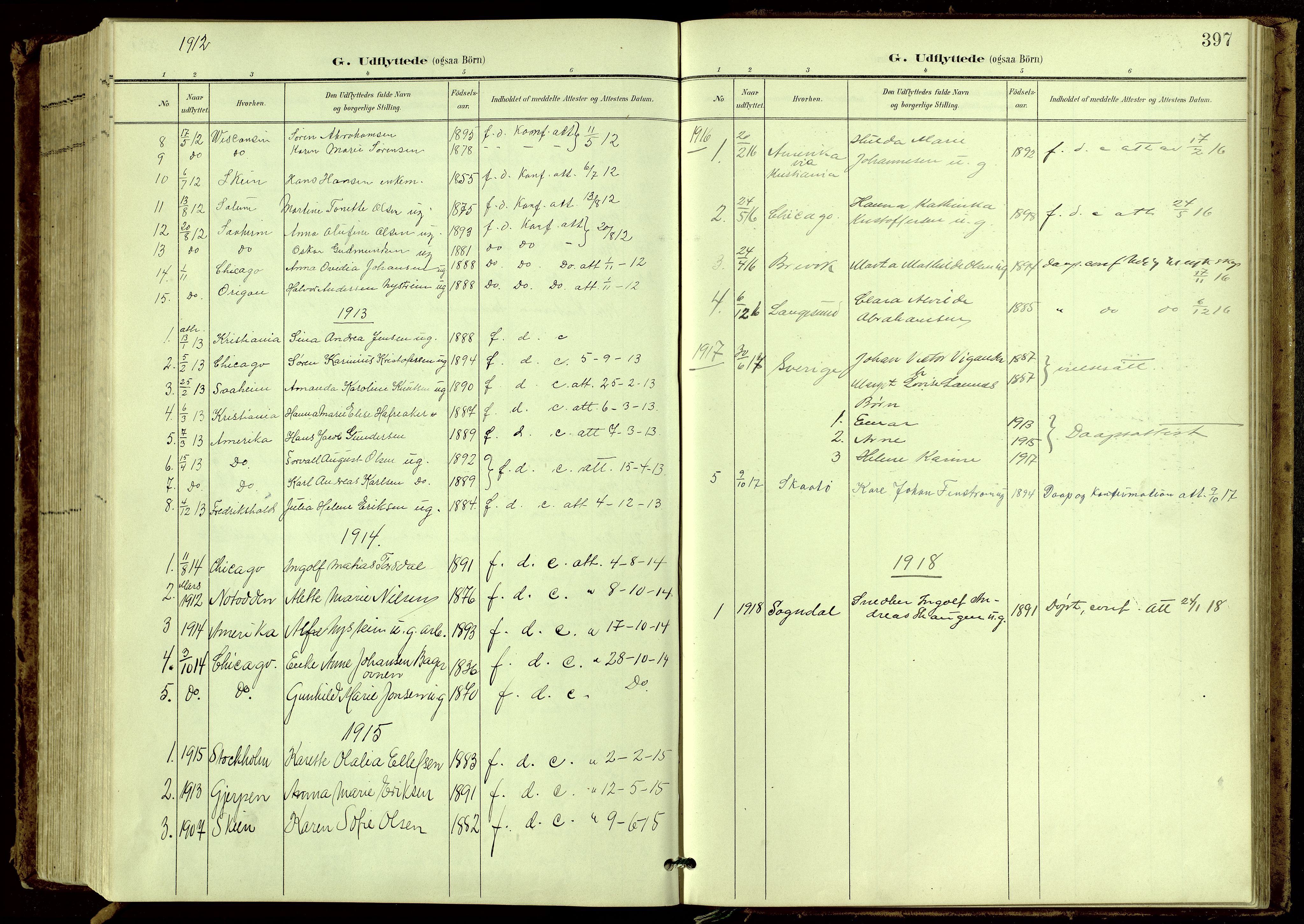 Bamble kirkebøker, SAKO/A-253/G/Ga/L0010: Parish register (copy) no. I 10, 1901-1919, p. 397