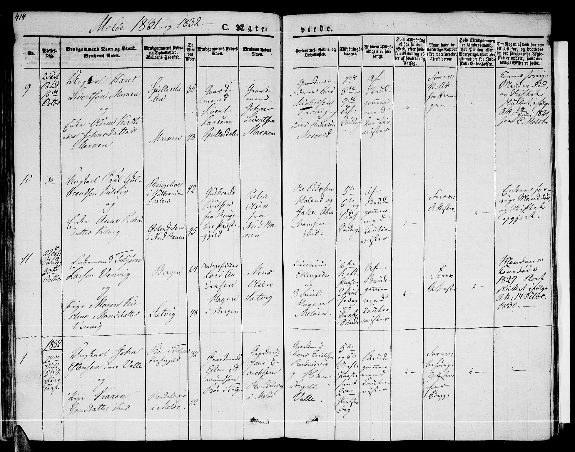 Ministerialprotokoller, klokkerbøker og fødselsregistre - Nordland, SAT/A-1459/841/L0600: Parish register (official) no. 841A07 /2, 1824-1843, p. 414