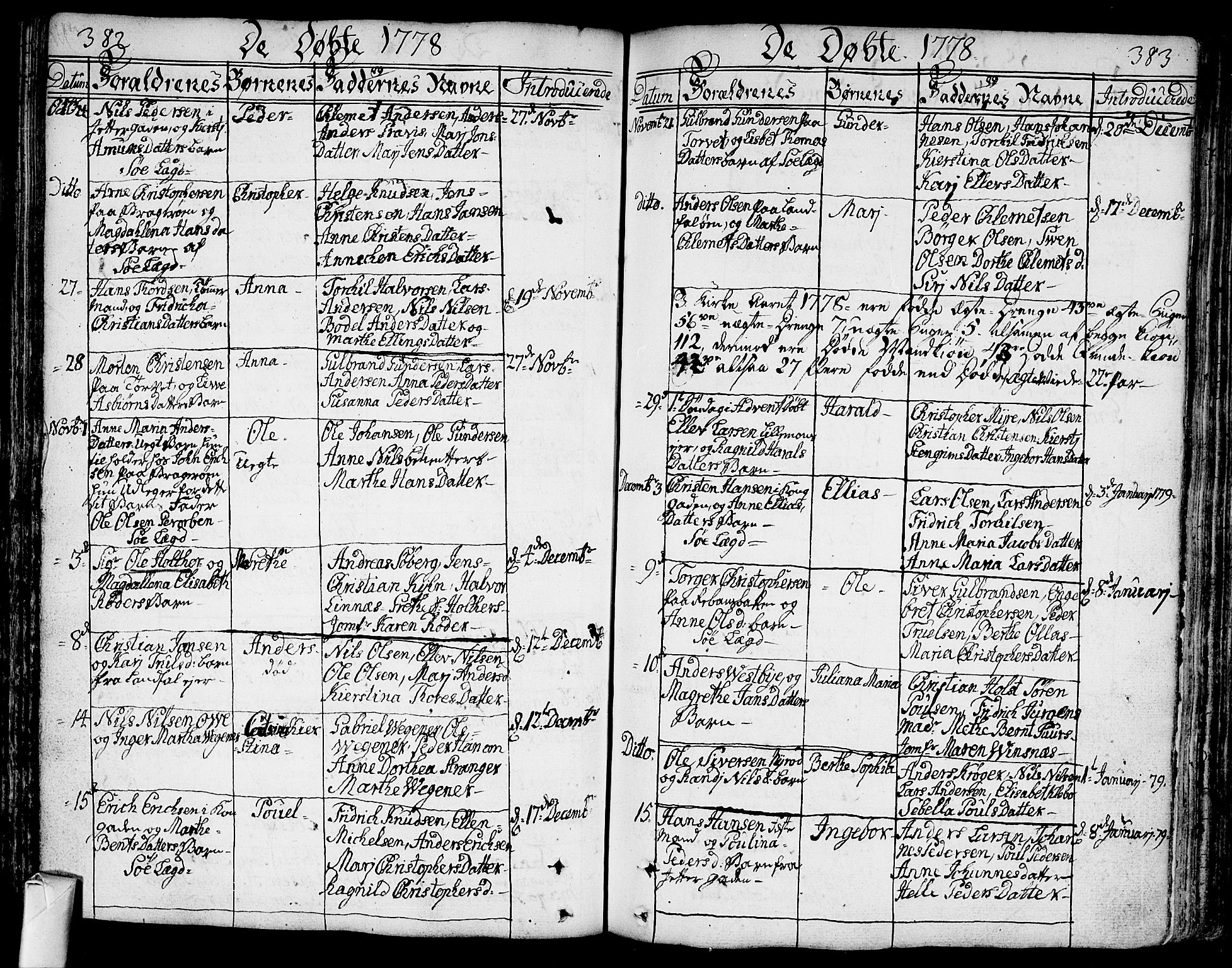 Bragernes kirkebøker, AV/SAKO-A-6/F/Fa/L0005: Parish register (official) no. I 5, 1759-1781, p. 382-383