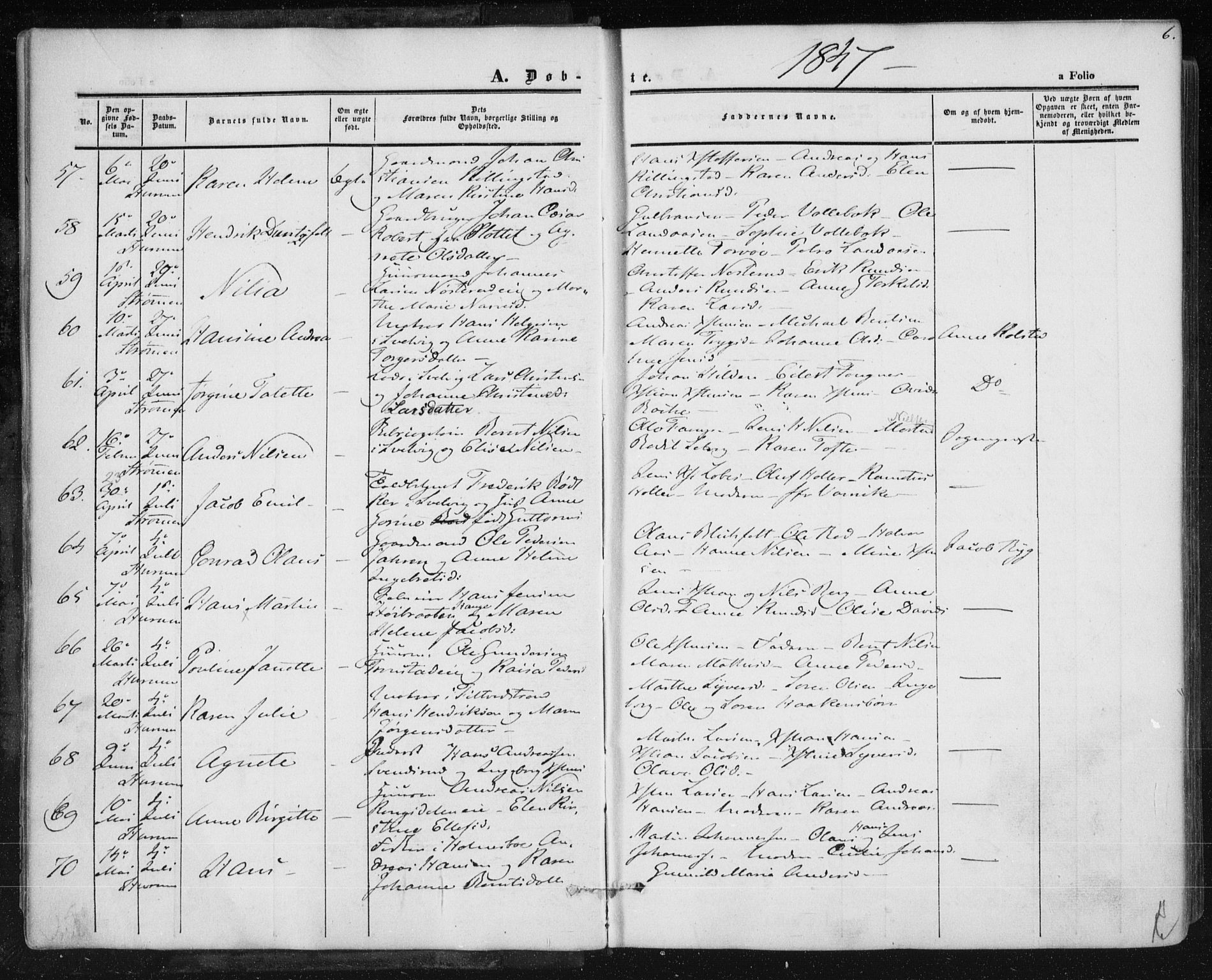 Hurum kirkebøker, SAKO/A-229/F/Fa/L0011: Parish register (official) no. 11, 1847-1860, p. 6