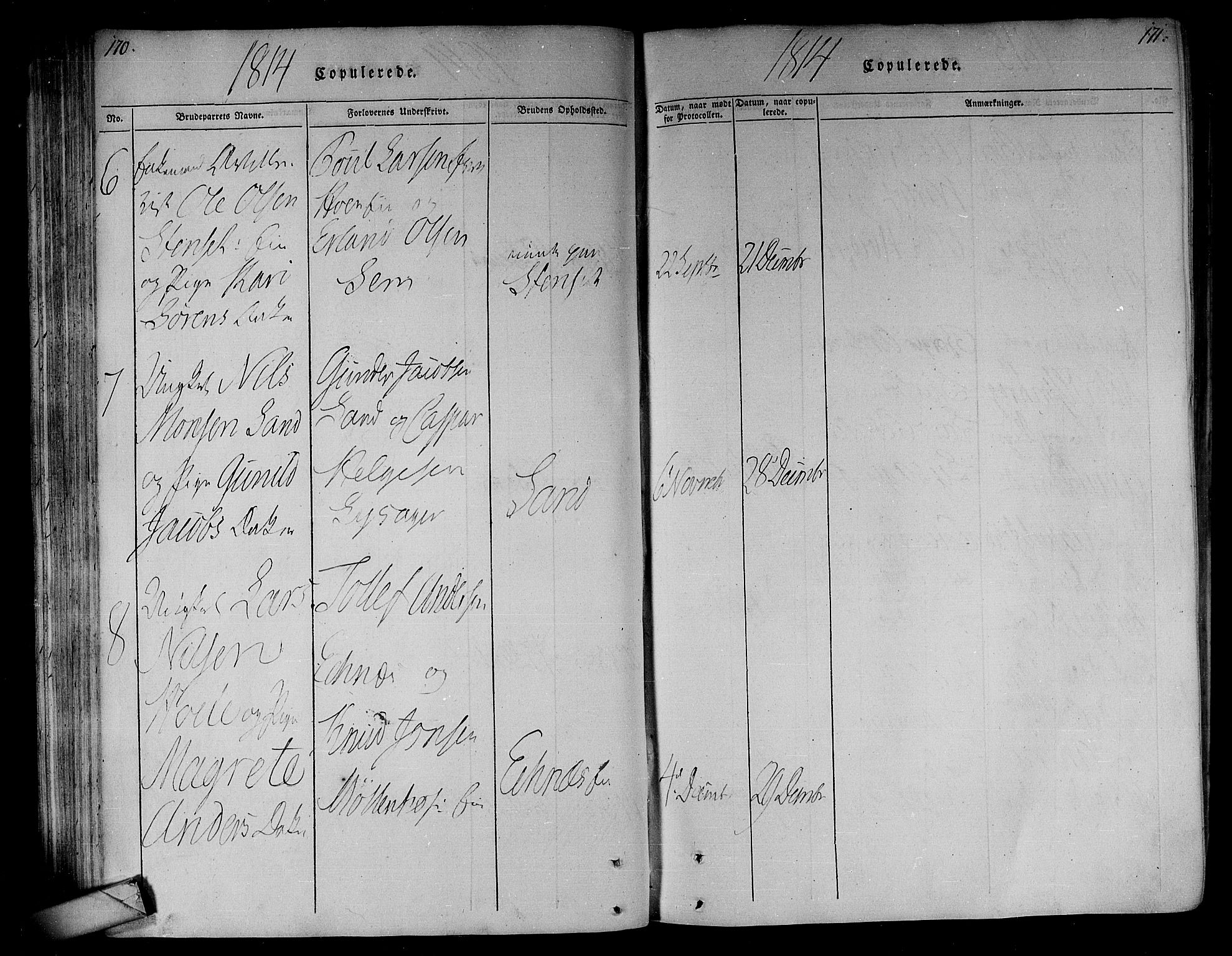 Eiker kirkebøker, AV/SAKO-A-4/F/Fa/L0010: Parish register (official) no. I 10, 1806-1815, p. 170-171