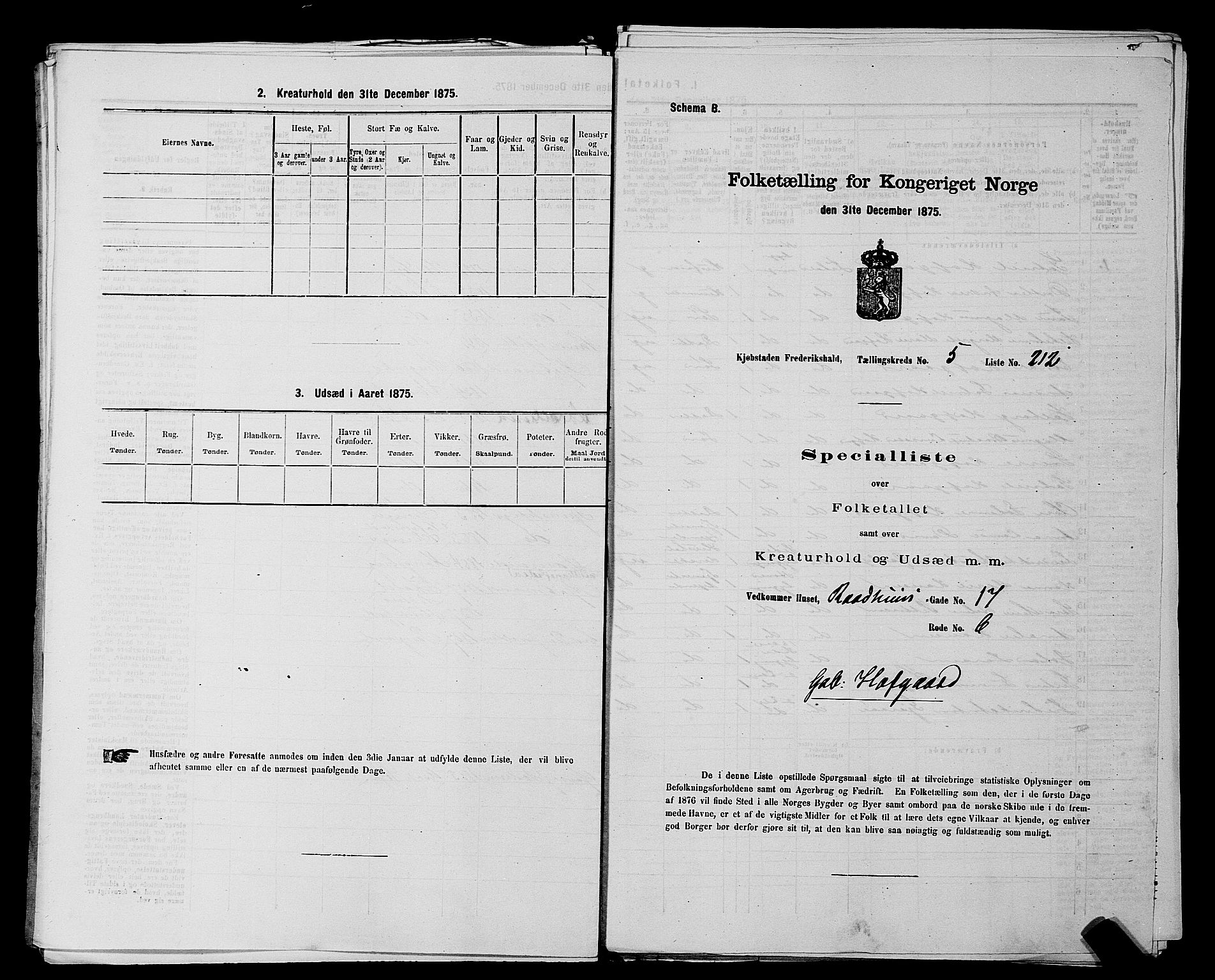 RA, 1875 census for 0101P Fredrikshald, 1875, p. 513