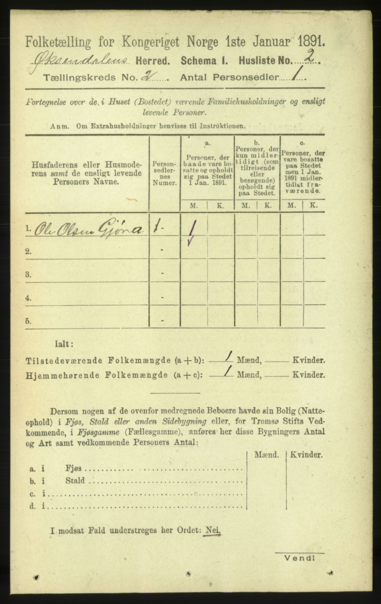 RA, 1891 census for 1561 Øksendal, 1891, p. 214