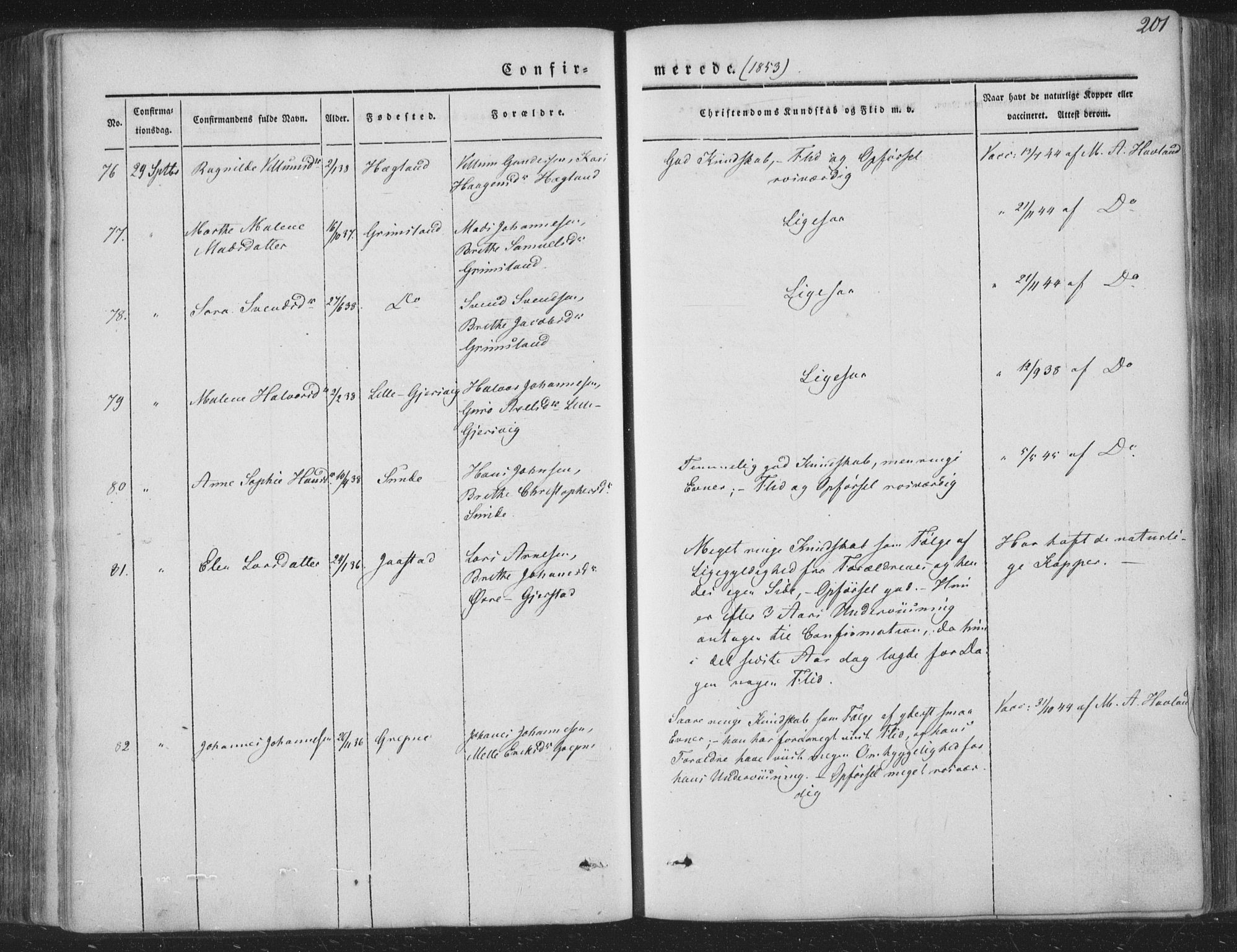 Tysnes sokneprestembete, AV/SAB-A-78601/H/Haa: Parish register (official) no. A 10, 1848-1859, p. 201