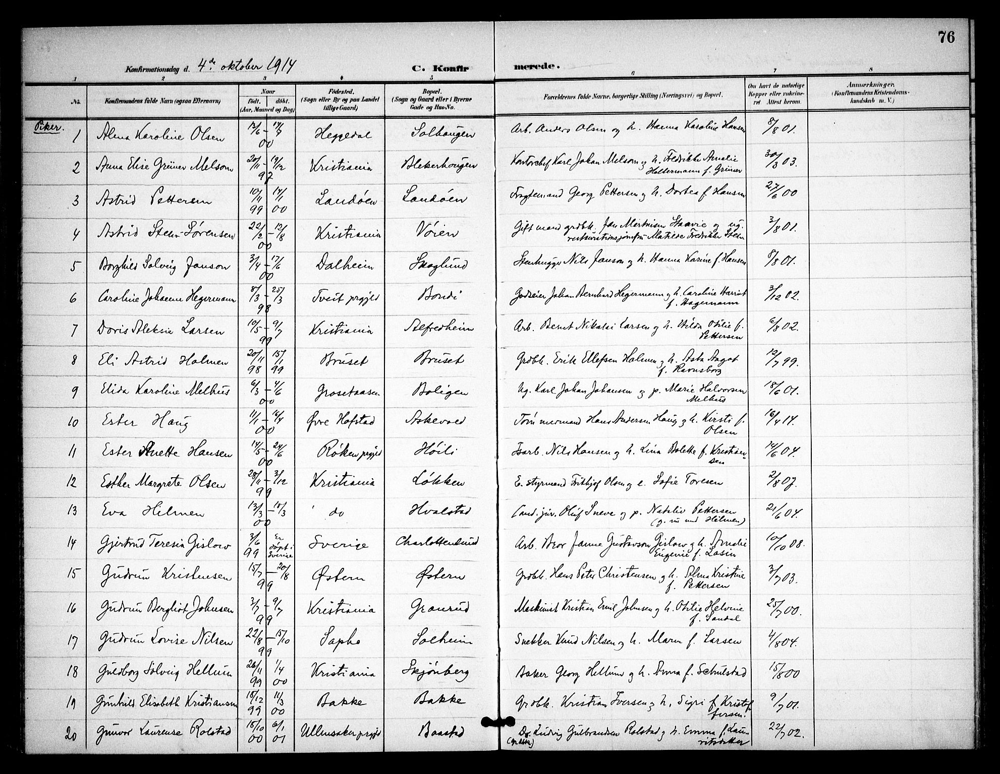Asker prestekontor Kirkebøker, SAO/A-10256a/F/Fa/L0016: Parish register (official) no. I 16, 1900-1917, p. 76